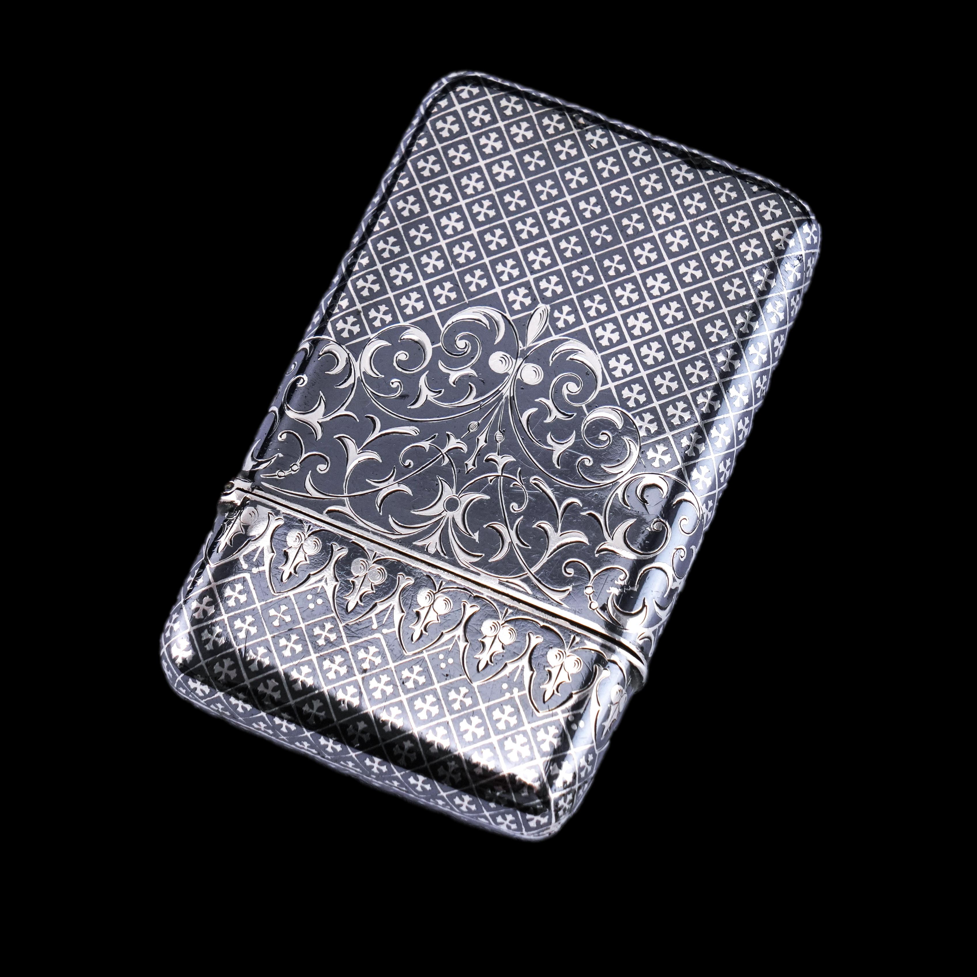 Antikes massives französisches Niello-Zigarettenetui aus Silber - 19. im Angebot 8