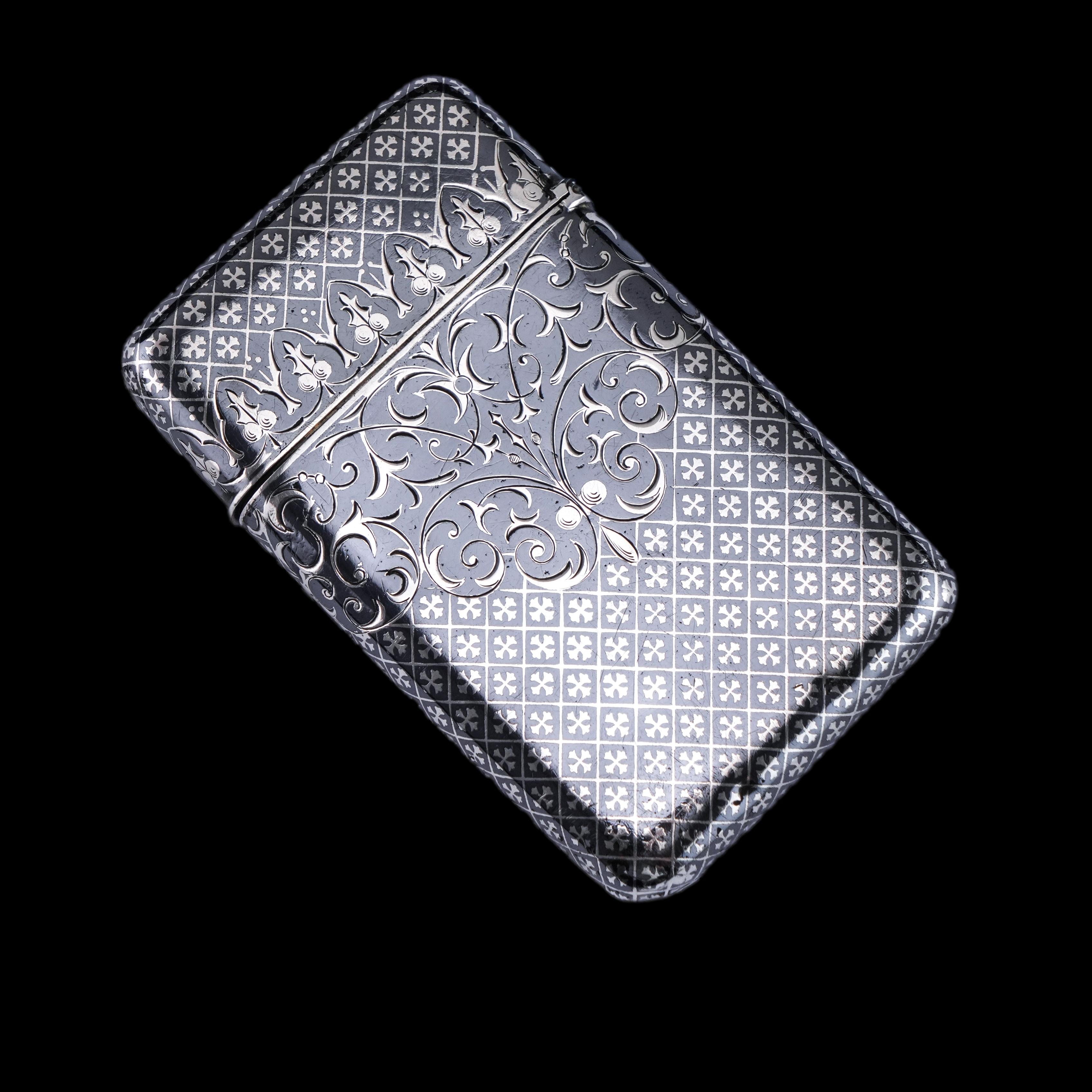 Antikes massives französisches Niello-Zigarettenetui aus Silber - 19. im Angebot 9