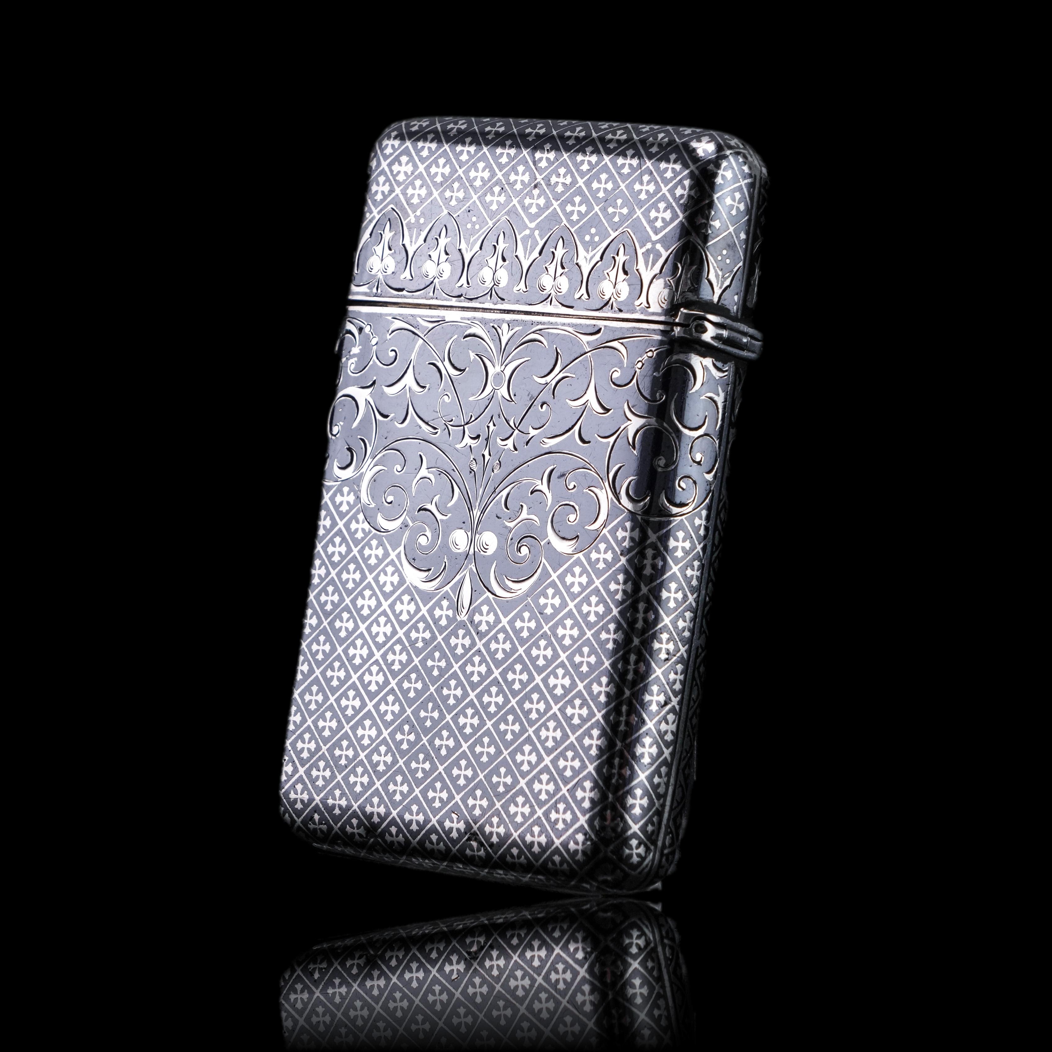 Antikes massives französisches Niello-Zigarettenetui aus Silber - 19. im Angebot 1