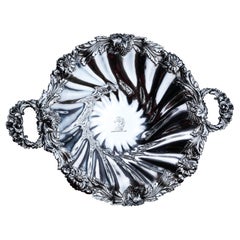Antique Solid Silver Georgian Bowl, Twin Handle Wrythen & Chased 1834
