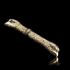 Antique Solid Silver Gilt Eagle's Head Etui Needle Case - 19th c.