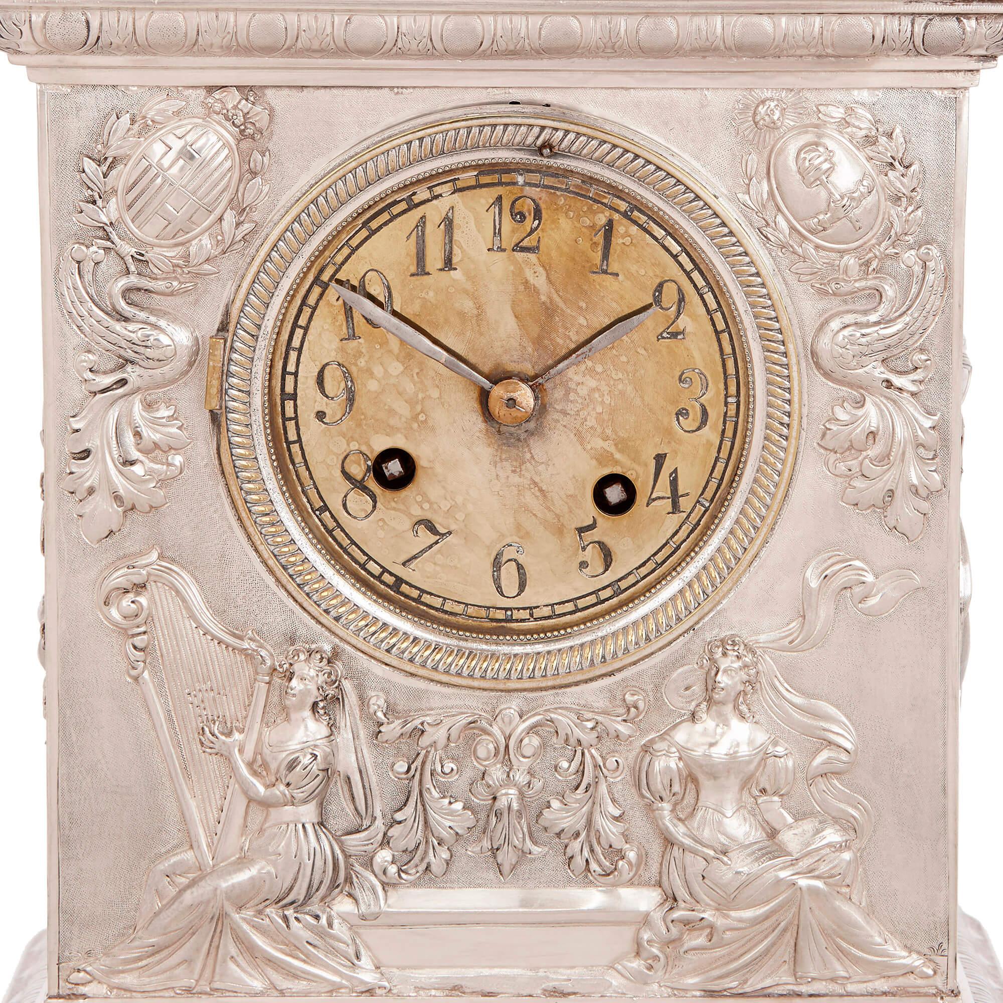 silver mantel clock