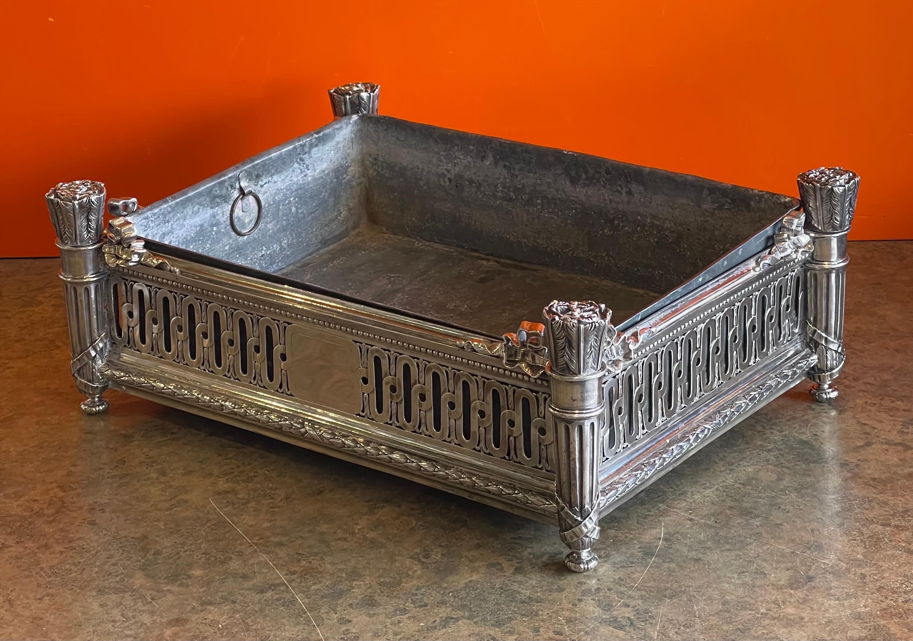 Antique Solid Silver Jardinere / Planter Box with Insert by Andre Aucoc 10