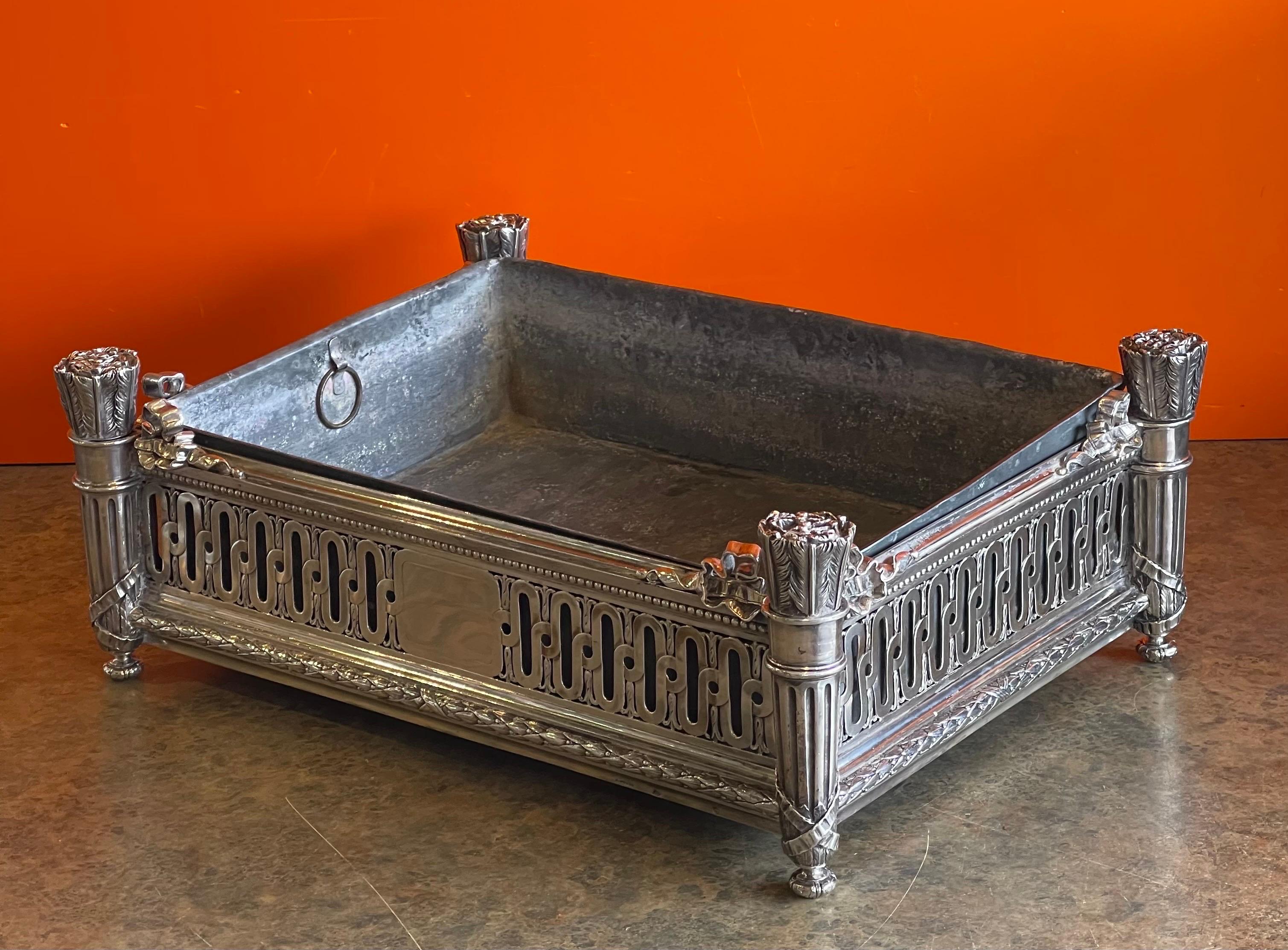 Napoleon III Antique Solid Silver Jardinere / Planter Box with Insert by Andre Aucoc