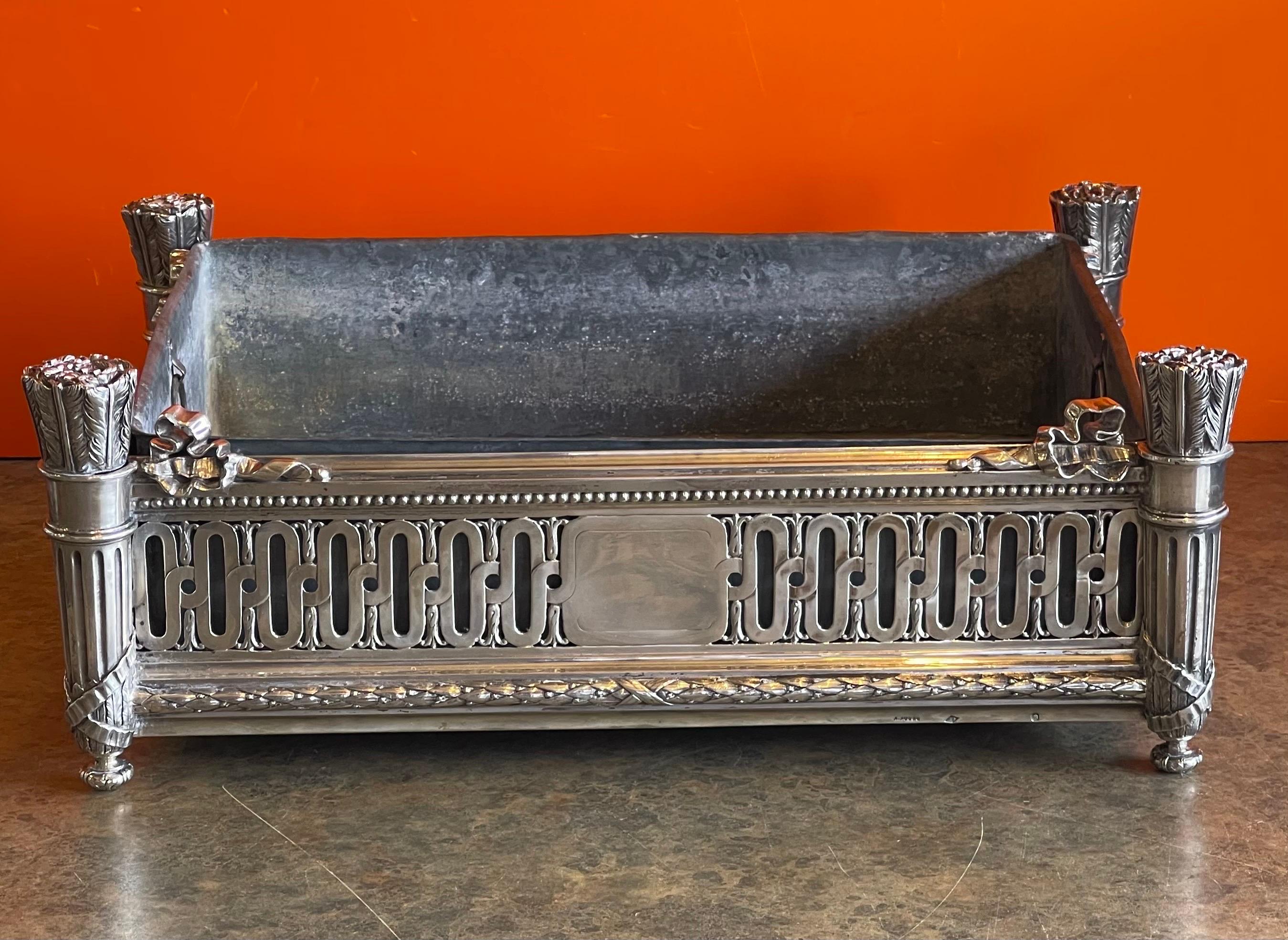 French Antique Solid Silver Jardinere / Planter Box with Insert by Andre Aucoc