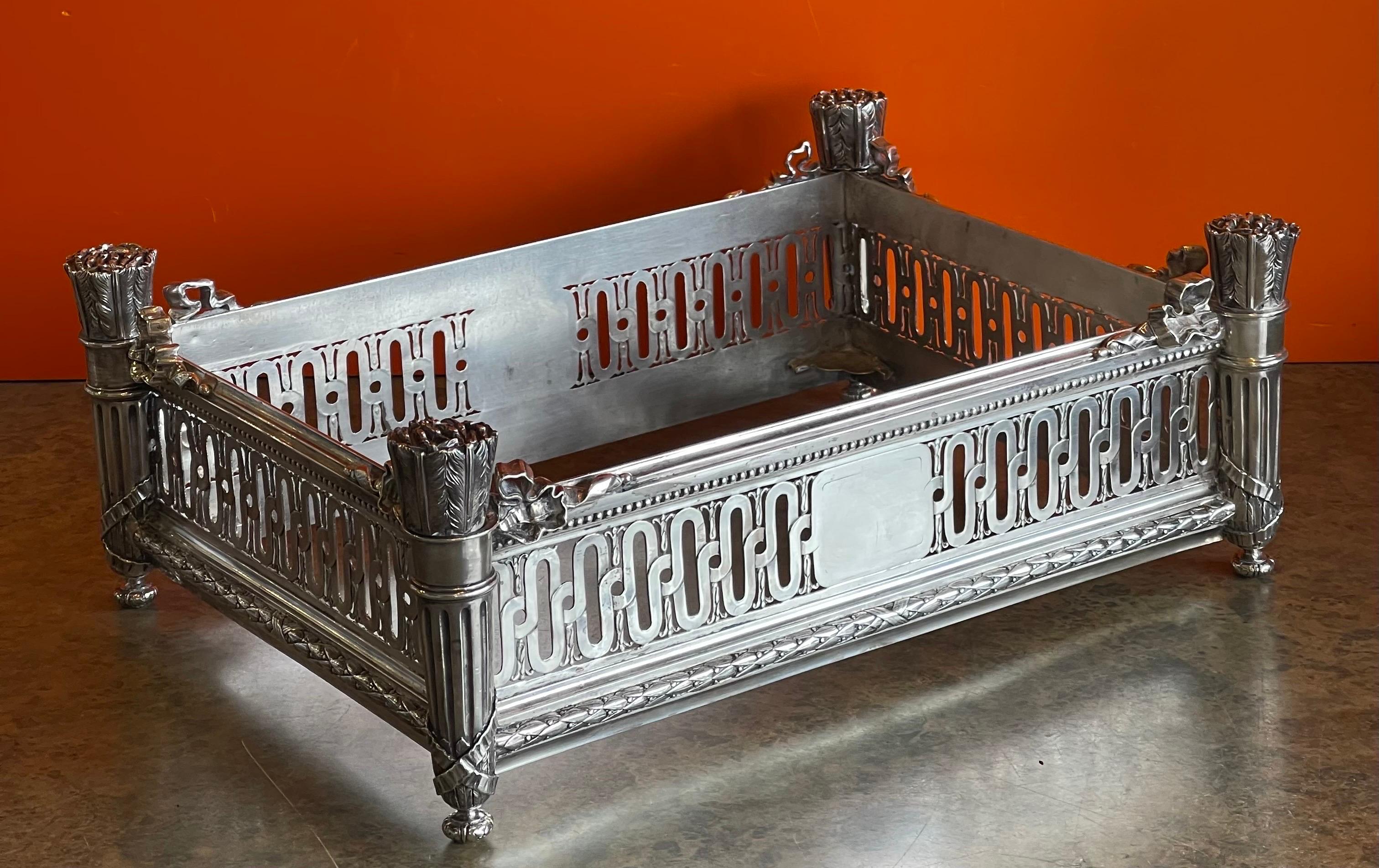 Antique Solid Silver Jardinere / Planter Box with Insert by Andre Aucoc In Good Condition In San Diego, CA