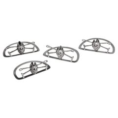 Antique Solid Silver Menu Holders Set by William Hutton, 1907 Antique Solid Silver Menu Holders Set by William Hutton, 1907