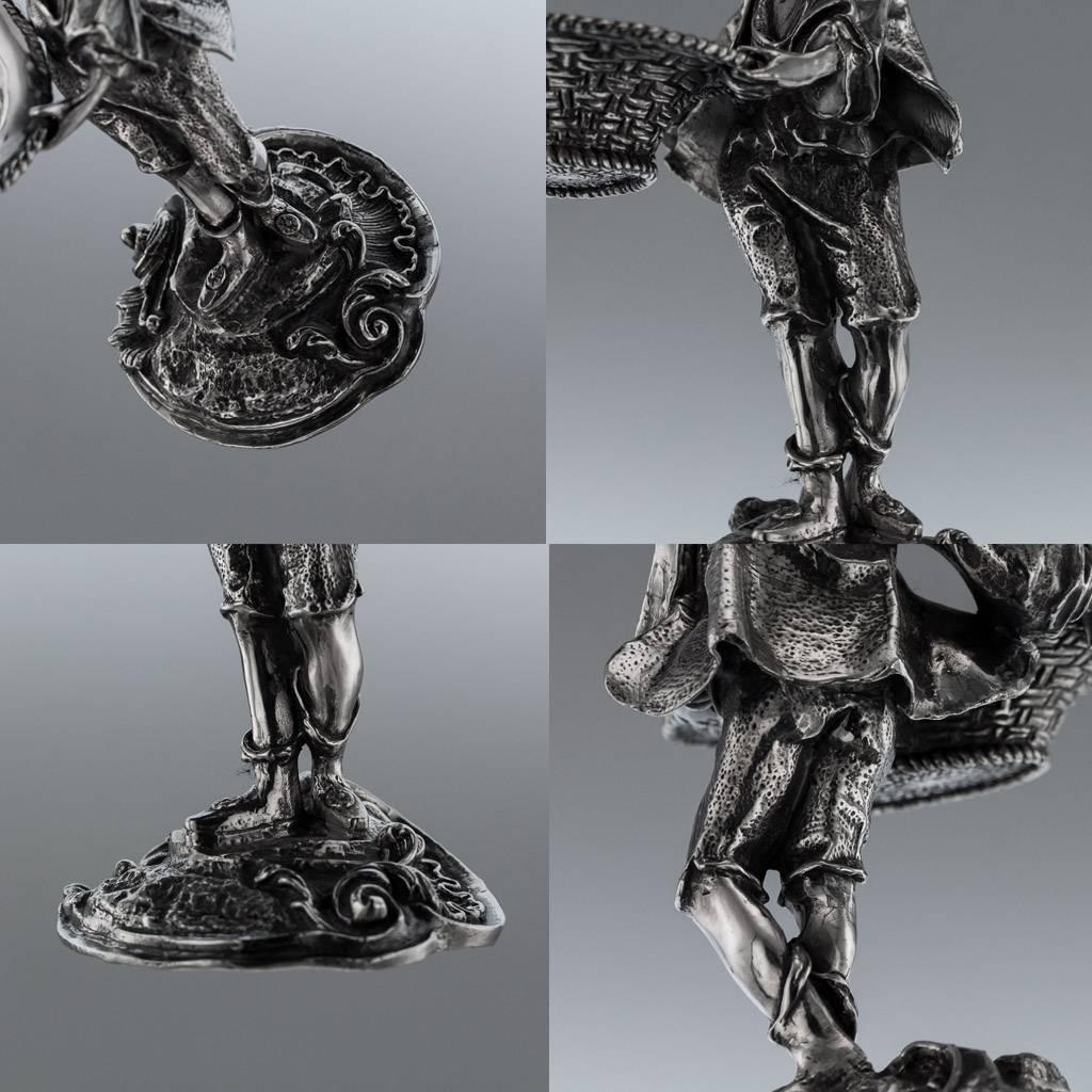 Antique Solid Silver Pair of Figural Salts, Hamilton and Inches, circa 1890 4
