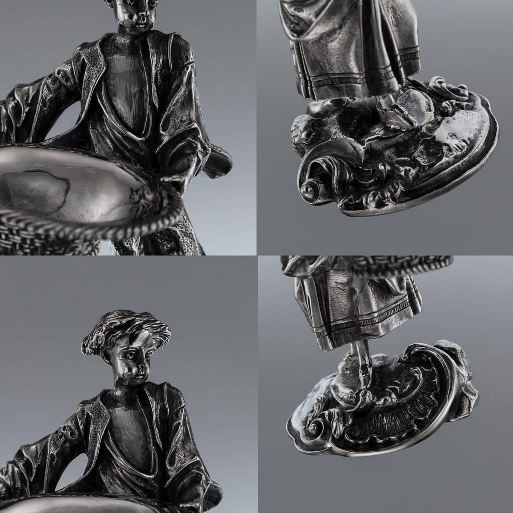 Antique Solid Silver Pair of Figural Salts, Hamilton and Inches, circa 1890 2