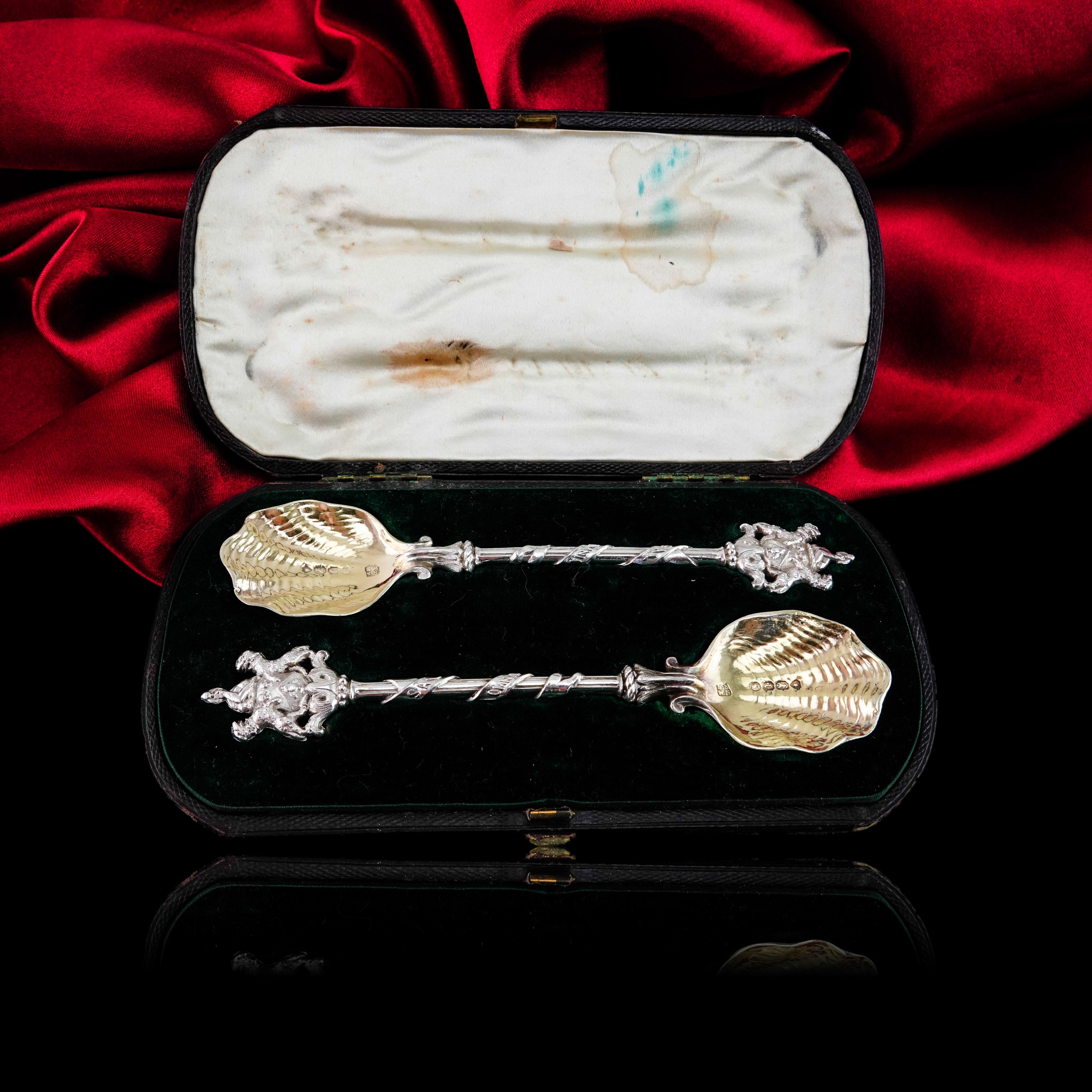 Paire de cuillères anciennes en argent massif, Salters Company - Smith, Nicholson &Co 1858 en vente 5