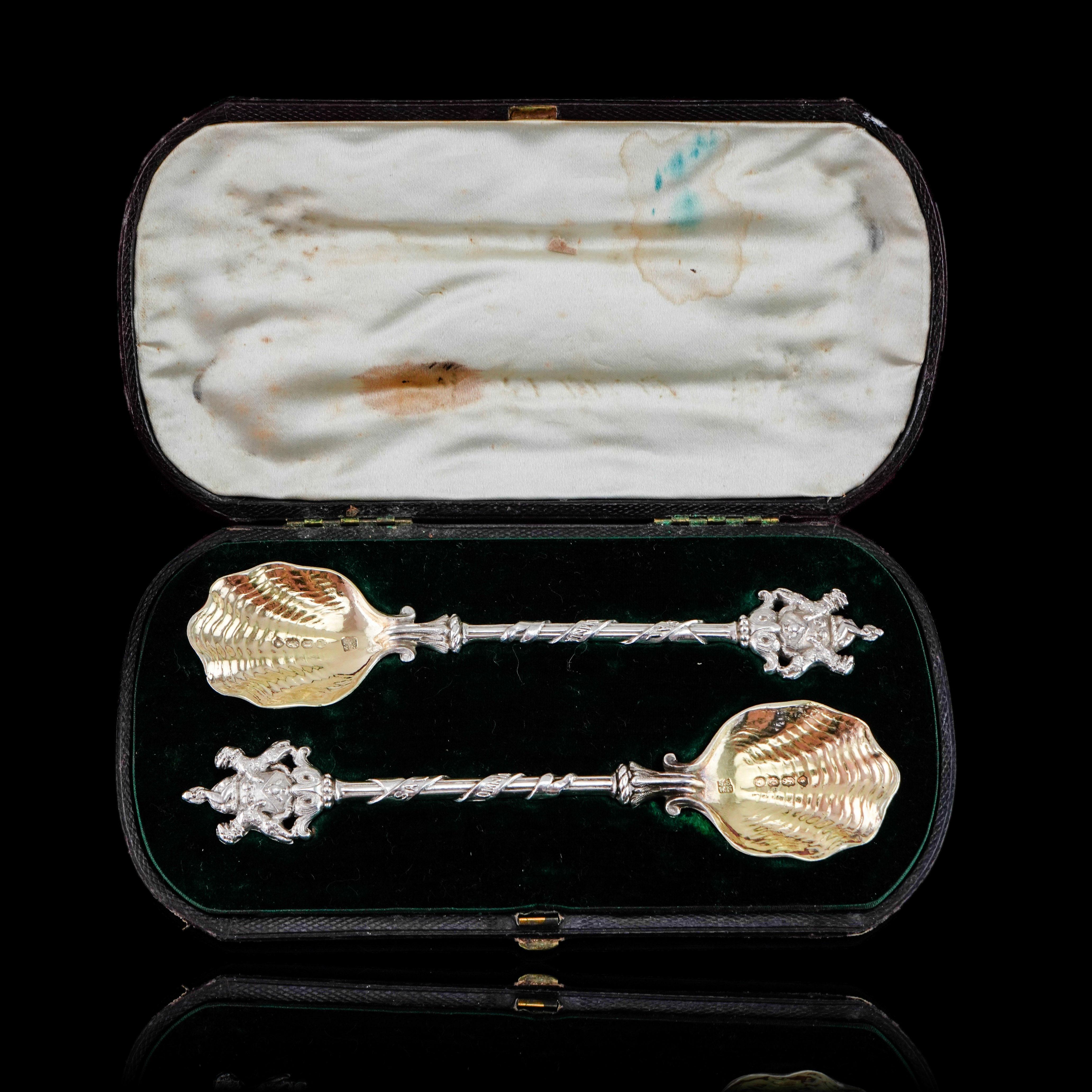 Paire de cuillères anciennes en argent massif, Salters Company - Smith, Nicholson &Co 1858 en vente 6