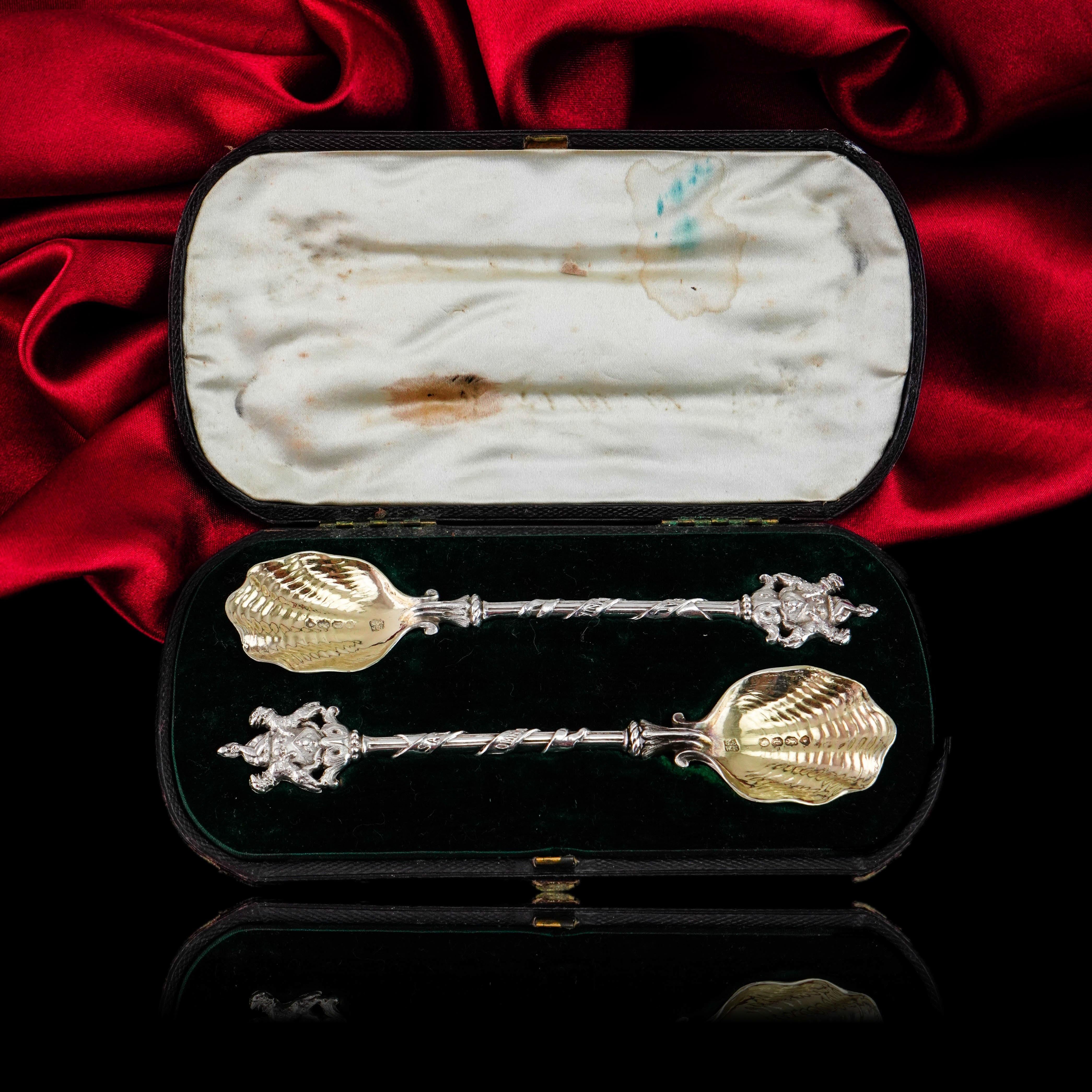 Paire de cuillères anciennes en argent massif, Salters Company - Smith, Nicholson &Co 1858 en vente 7