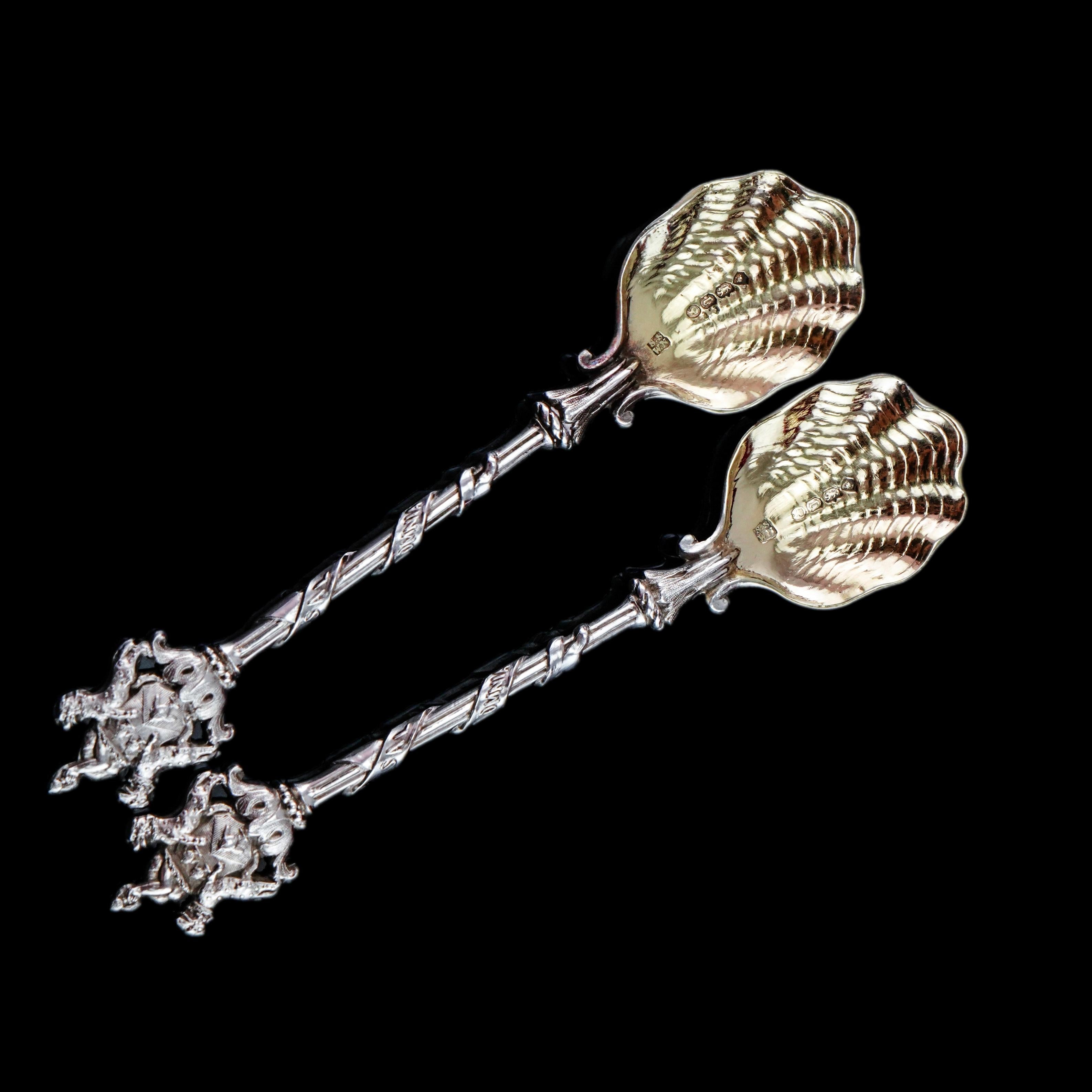 Paire de cuillères anciennes en argent massif, Salters Company - Smith, Nicholson &Co 1858 en vente 3