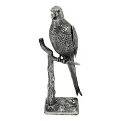 Antique Solid Silver Parrot Model Figurine German circa 1900 Bird