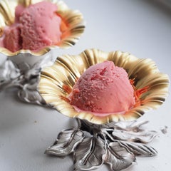 Antique Solid Silver Salt Cellars Naturalistic Flower Design - William Bateman 1