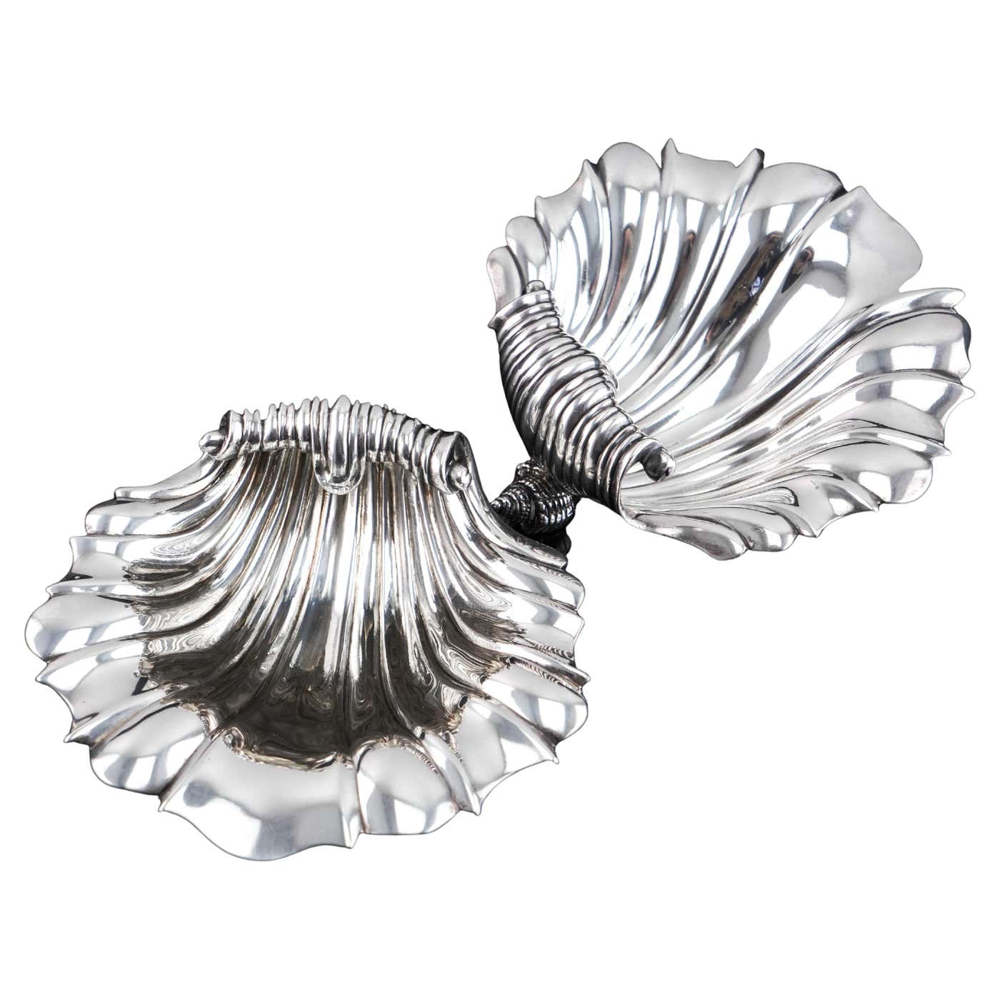 Antique Solid Silver Shell Salt/Butter Dishes in Marvellous Cast Form ...