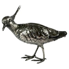 Antique Solid Silver Sterling Lapwing Bird 198g, circa 1900