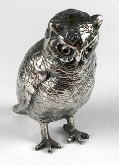 Antike Eule aus massivem Silber aus Sterlingsilber 216g, Deutschland um 1920