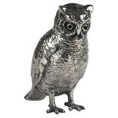 Antique Solid Silver Sterling Owl 216g Germany circa 1920