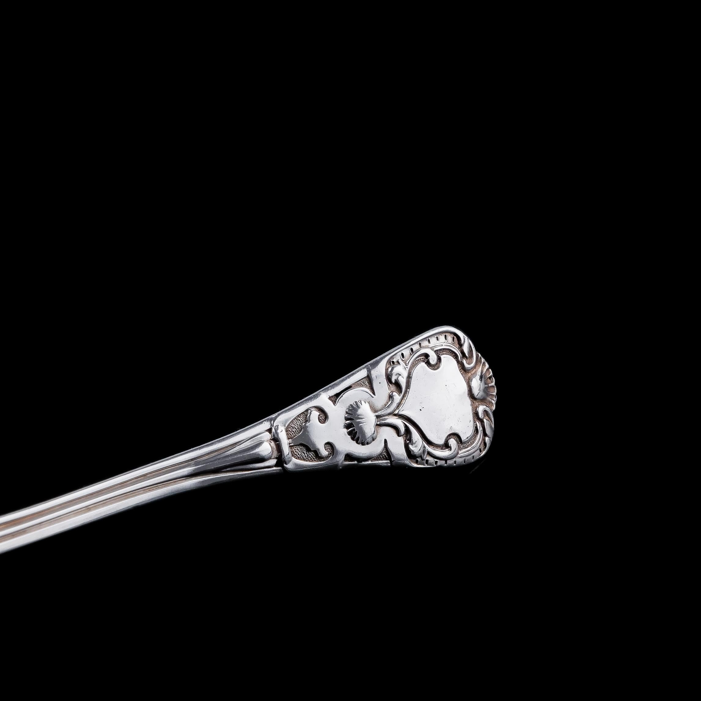 Sterling Silver Antique Solid Silver Sugar Sifter Spoon, Francis Higgins, 1856