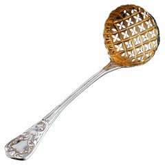 Antique Solid Silver Sugar Sifter Spoon, Francis Higgins, 1856