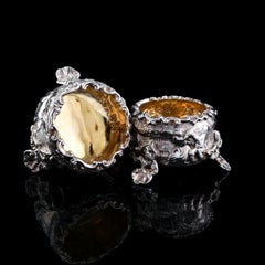 Antique Solid Silver Victorian Salt Cellars in Teniers Style, Houle 1878