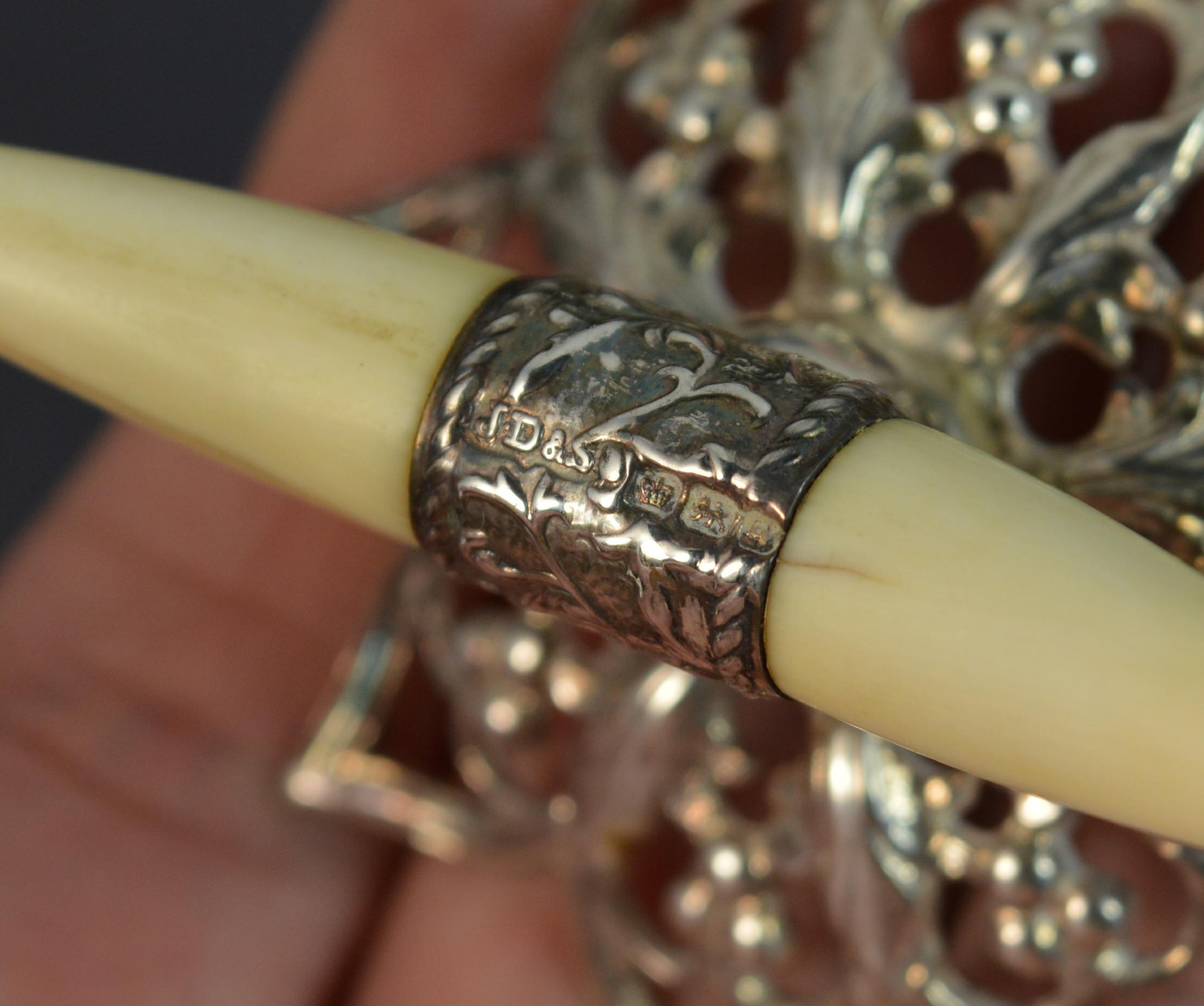 Antique Solid Silver Viking Horn Shaped Knife Rests 1