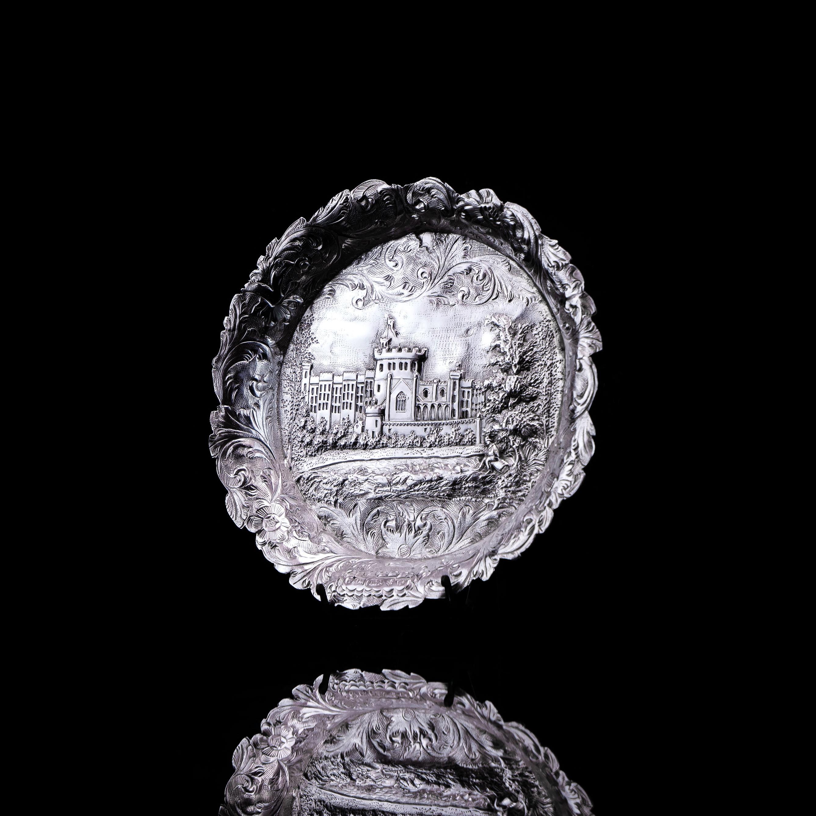 Antique Solid Sterling Silver 'Castle Top' Dish/Pin Tray, Windsor Castle - 1843 For Sale 6