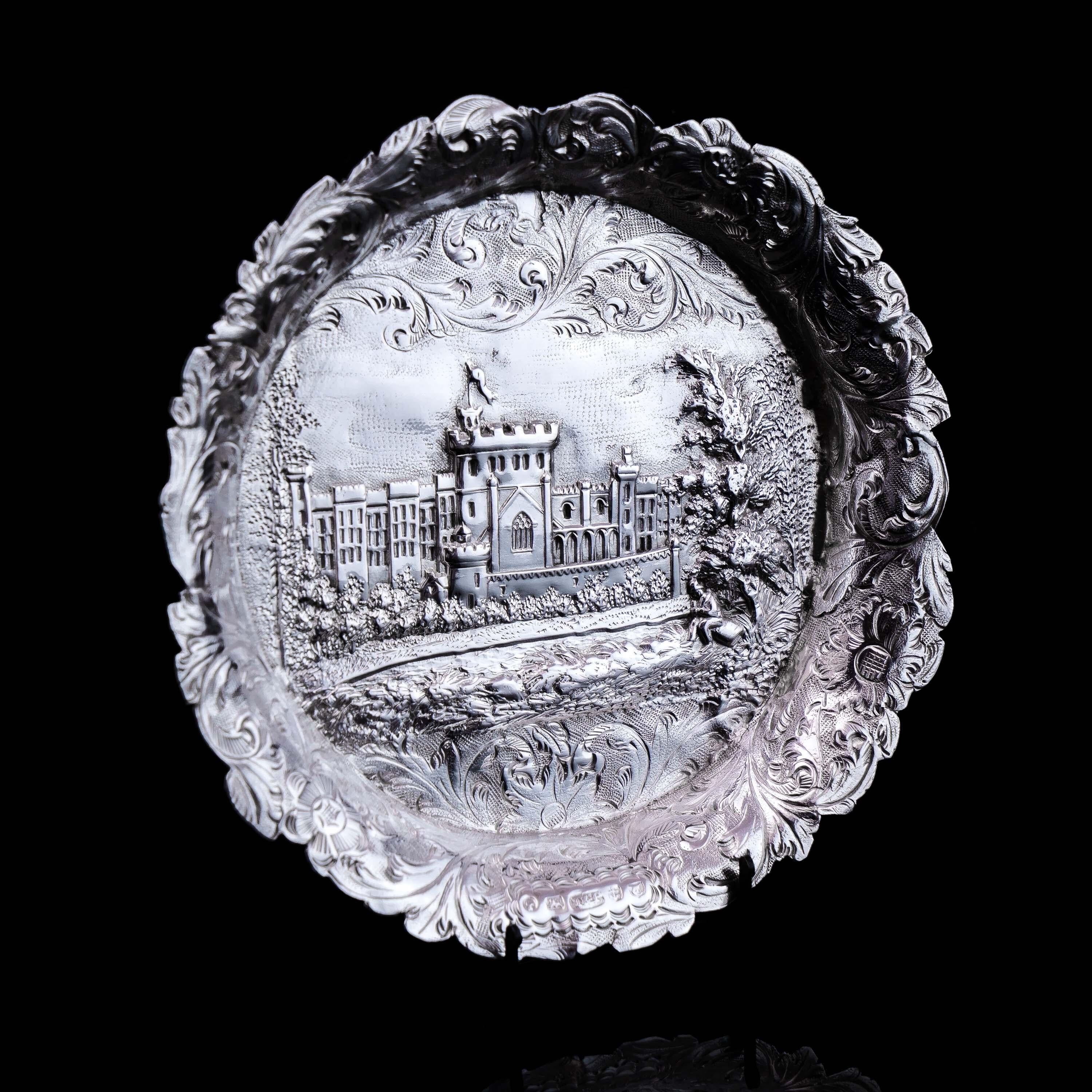 Antique Solid Sterling Silver 'Castle Top' Dish/Pin Tray, Windsor Castle - 1843 For Sale 7