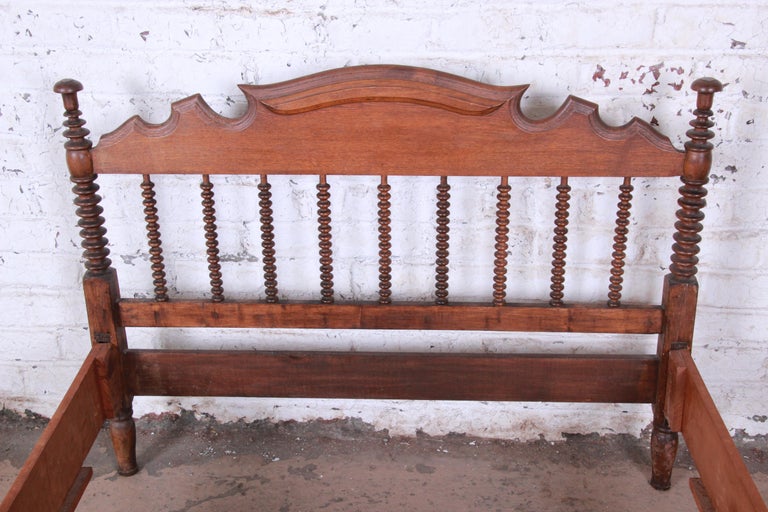 Antique Solid Walnut Jenny Lind Spindle Bed Frame at 1stDibs