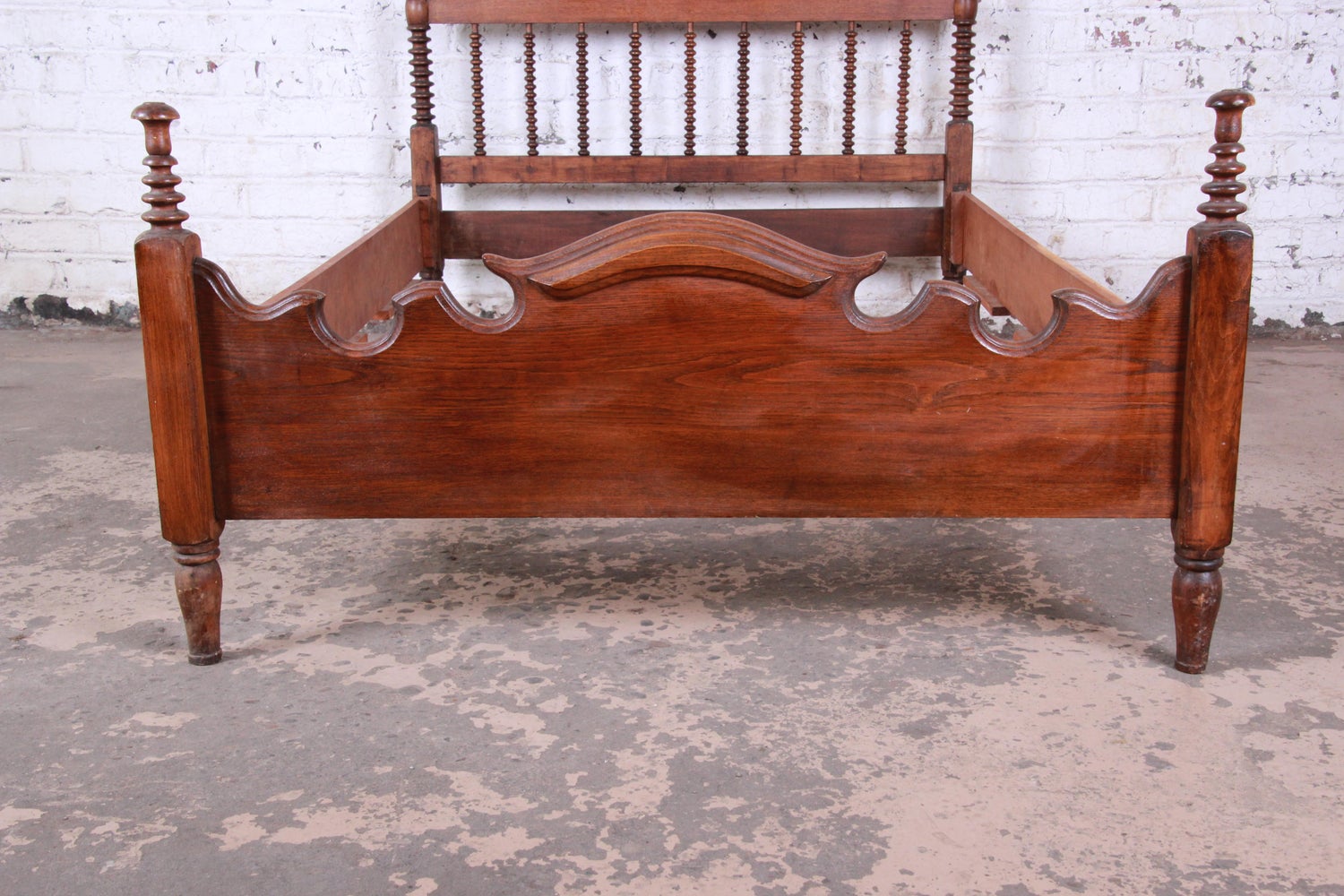 Antique Solid Walnut Jenny Lind Spindle Bed Frame At 1stdibs