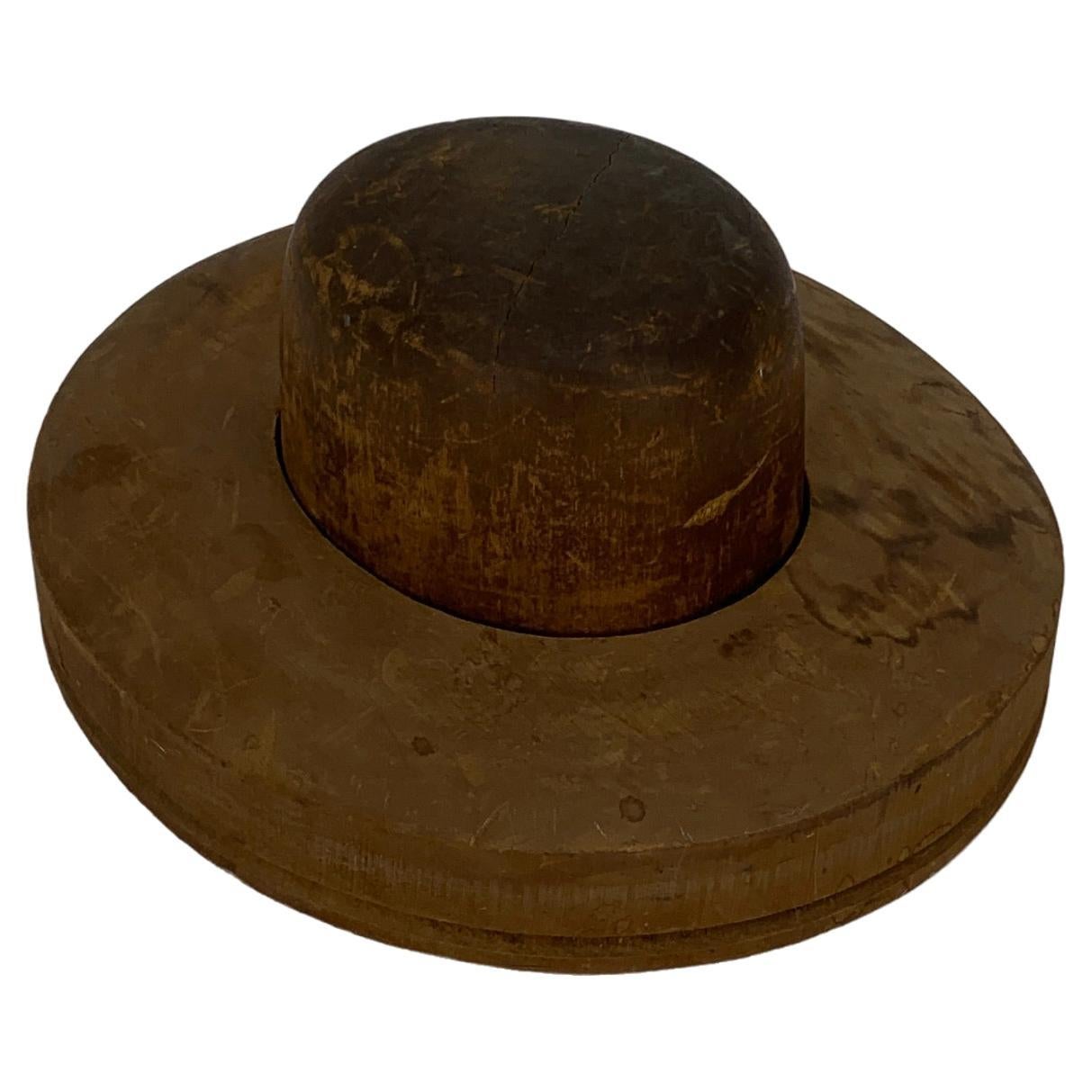 Antique Solid Wood 2 Parts Hat From  For Sale