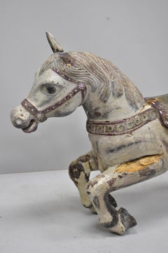 Antique Solid Wood Carved and Painted Carousel Style Horse