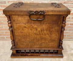Antique Solid Wood Chest with Turned Columns, 1920s