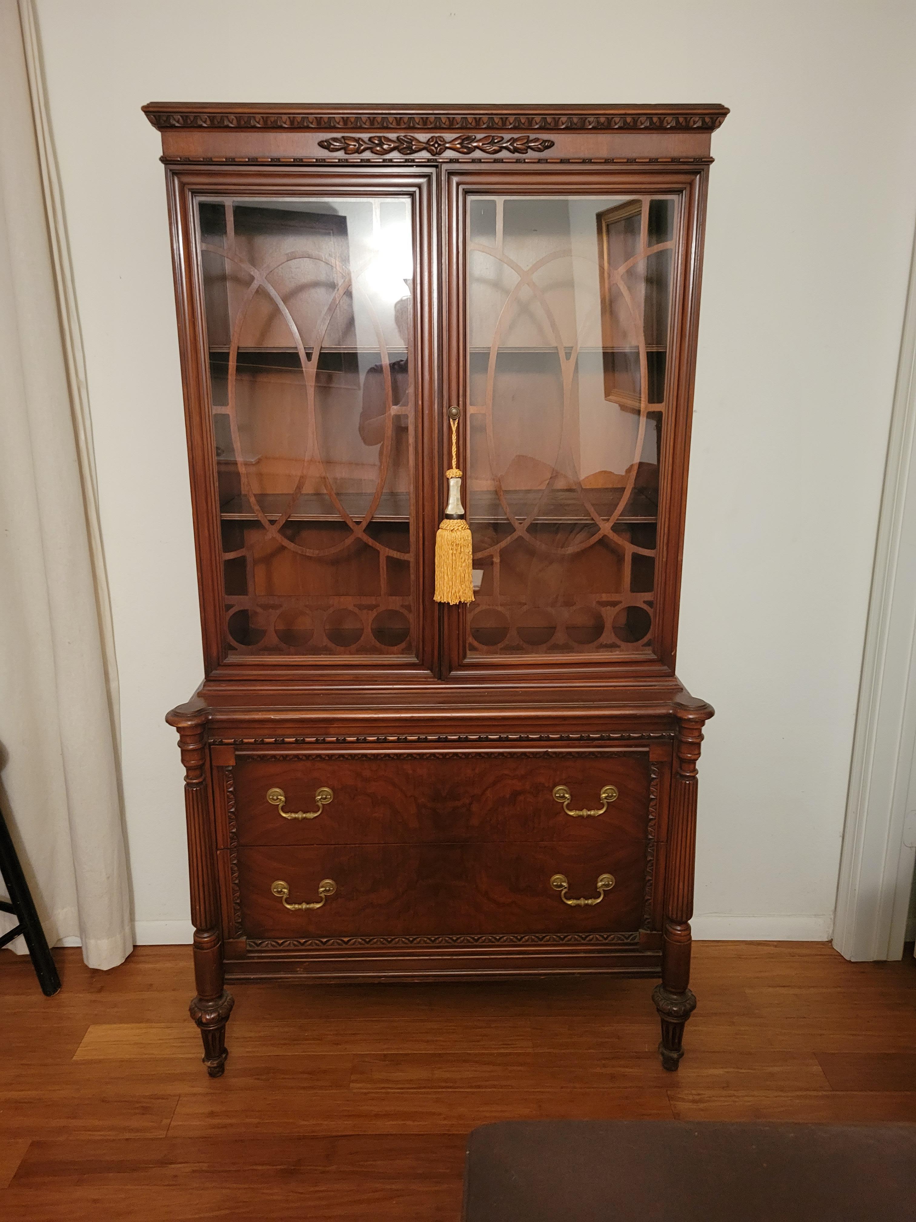 Antique Cherry Hutch with (2) Drawers In Good Condition In Phoenix, AZ