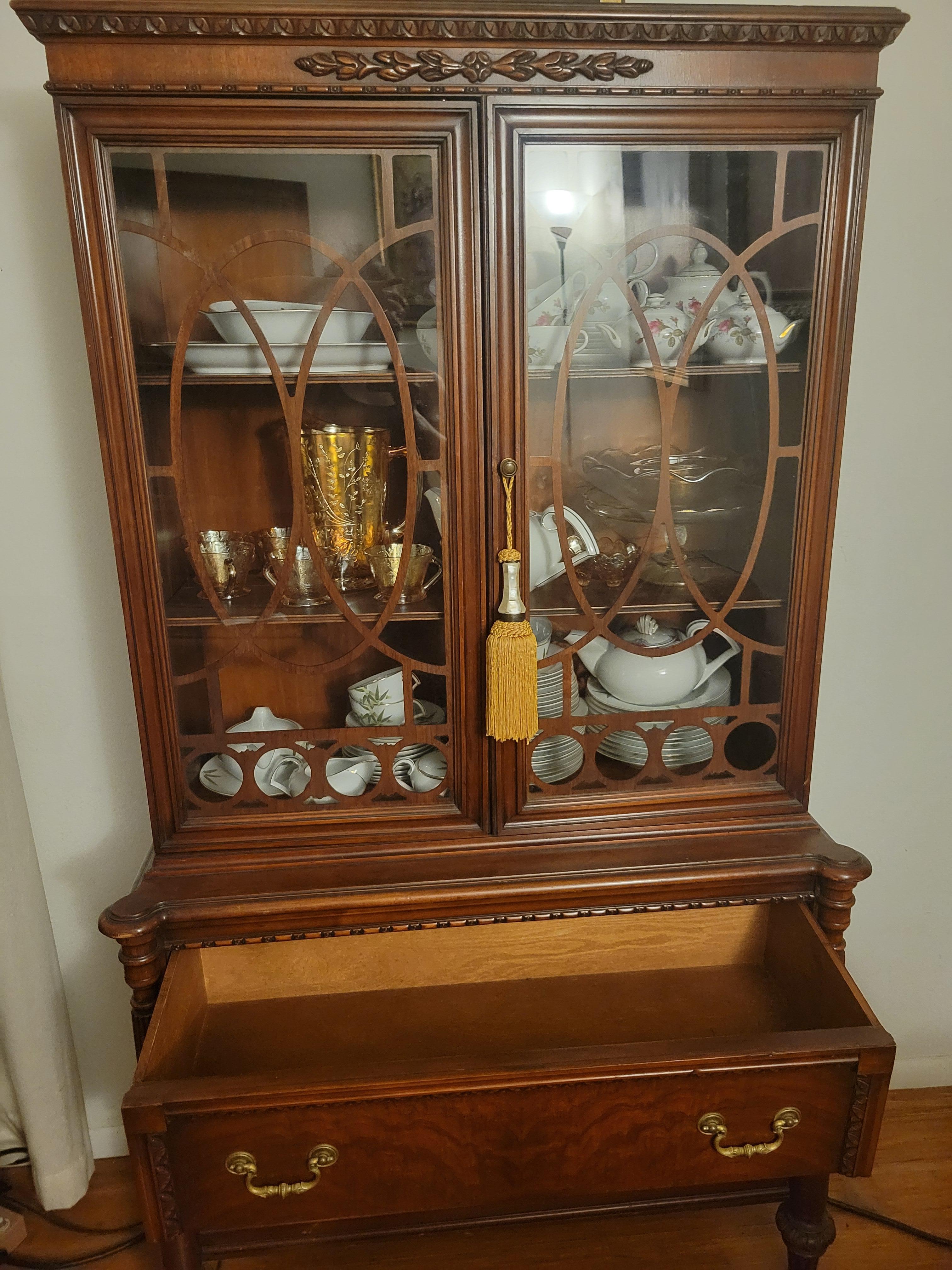 Antique Cherry Hutch with (2) Drawers 5