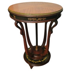 Antique Solid Wood Italian Table with Brass Details