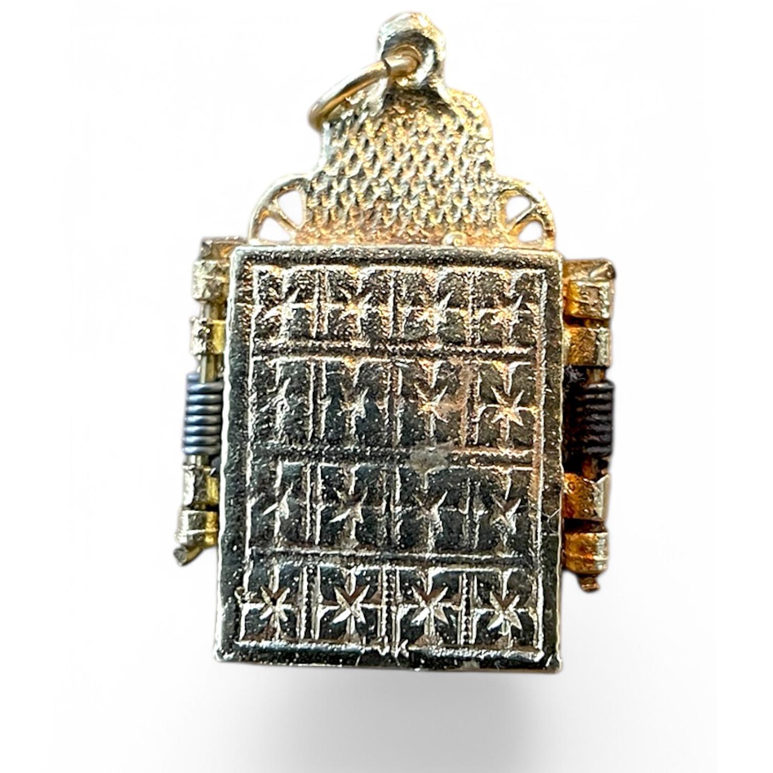 Antique Solid Yellow Gold Pearl Torah Pendant & Charm In Good Condition In New York, NY