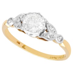 Antique Solitaire Diamond and Yellow Gold Engagement Ring, Circa 1925