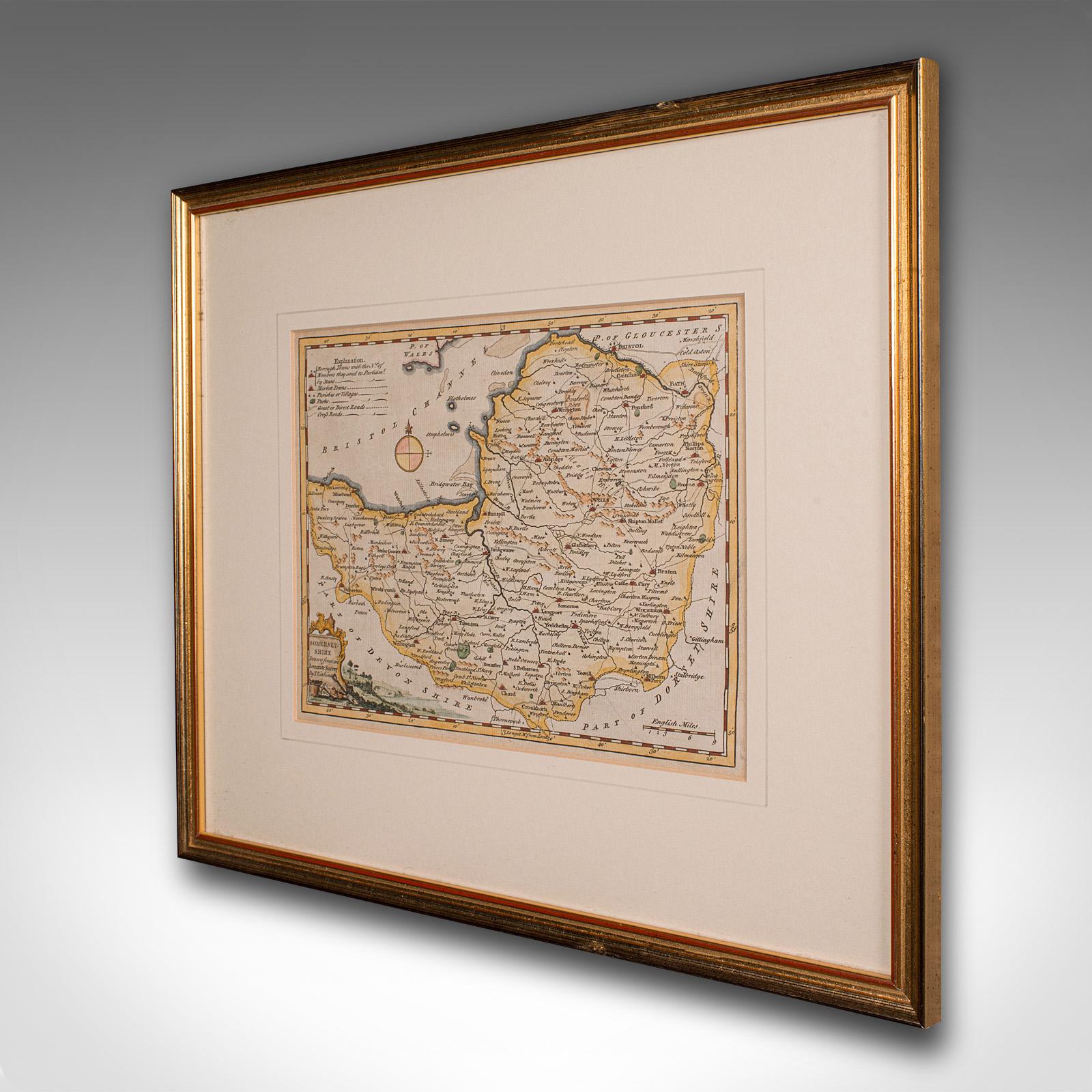 Georgien Carte ancienne du Somerset, Thomas Kitchin, anglais, référence cartographique, géorgienne en vente