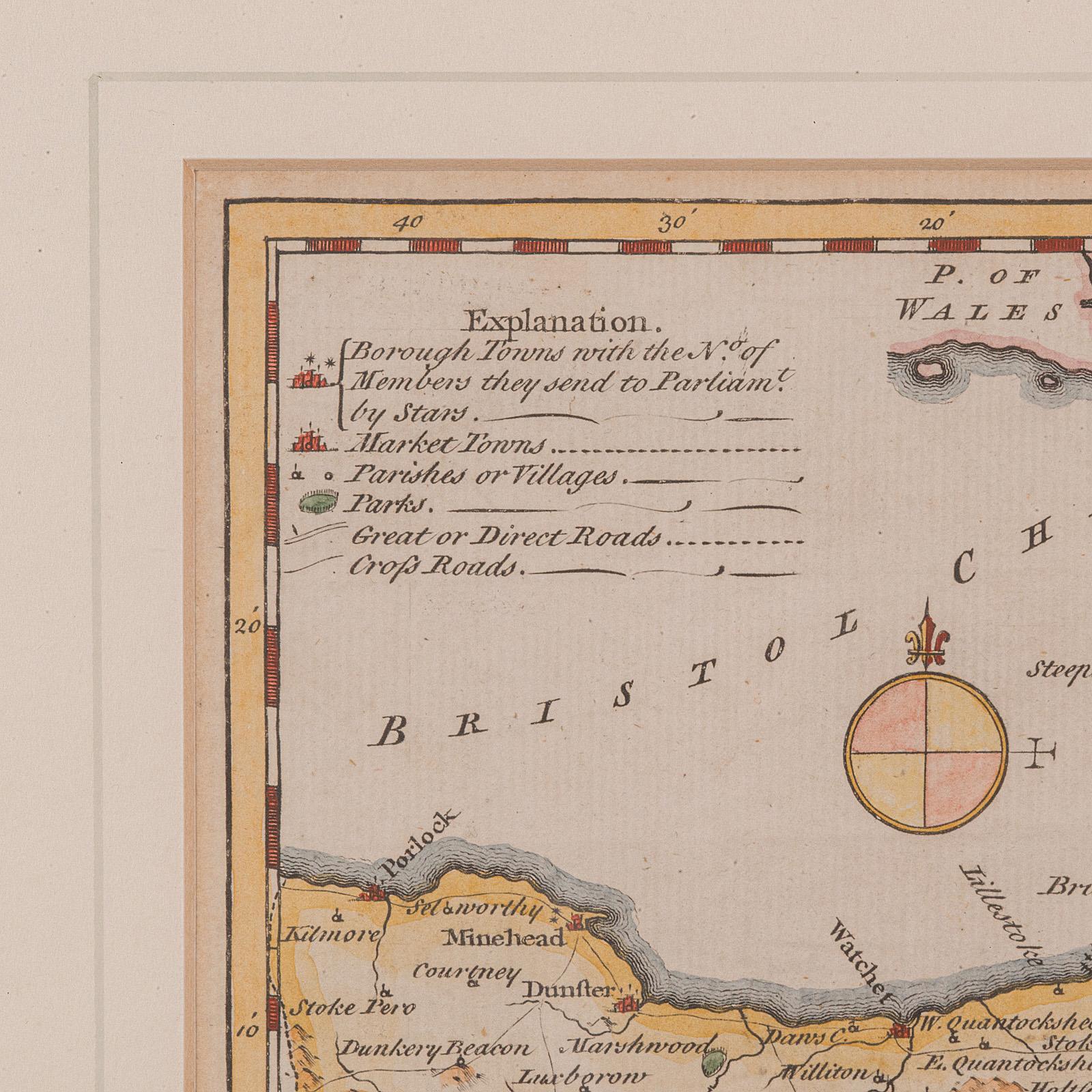 Carte ancienne du Somerset, Thomas Kitchin, anglais, référence cartographique, géorgienne Bon état - En vente à Hele, Devon, GB