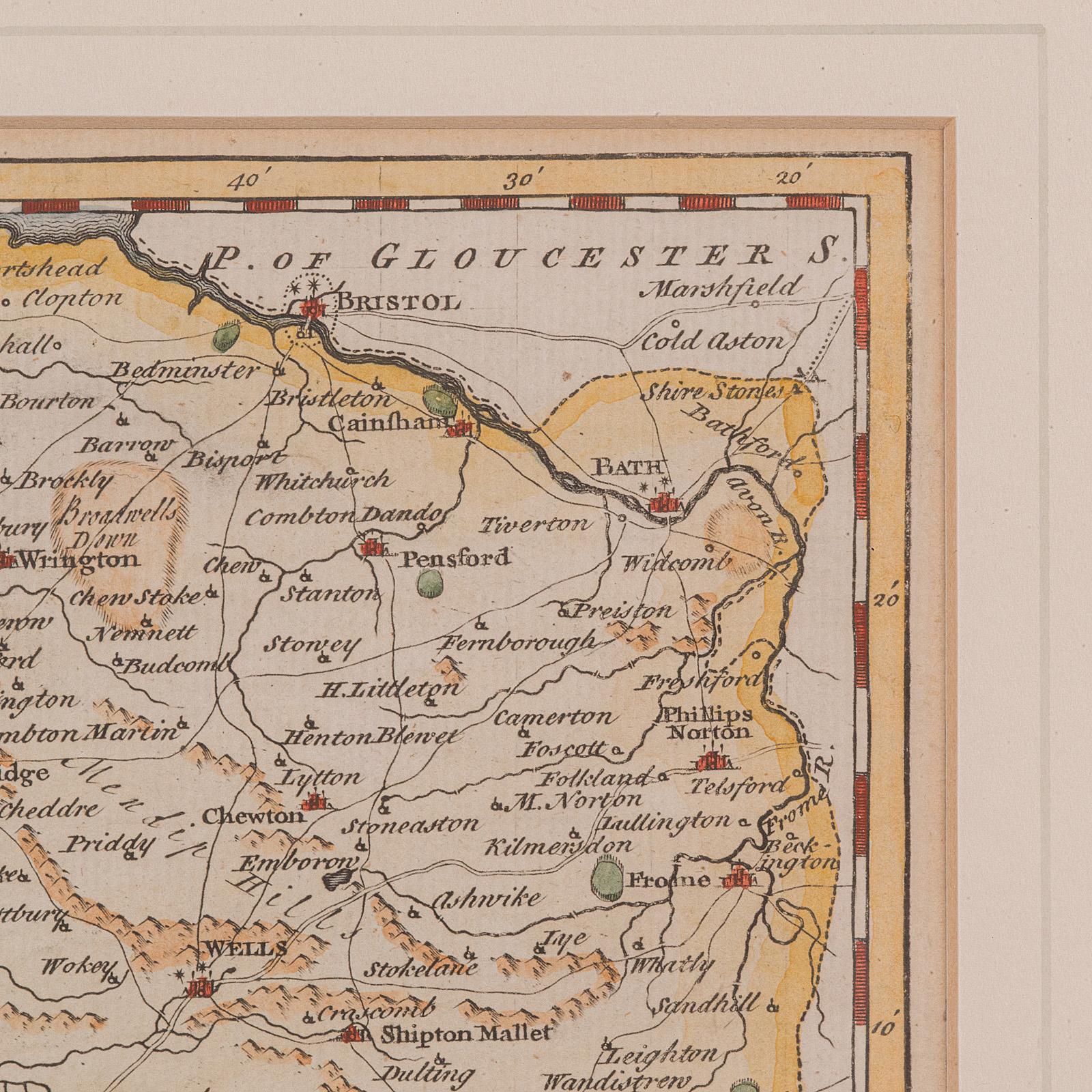 Fin du XVIIIe siècle Carte ancienne du Somerset, Thomas Kitchin, anglais, référence cartographique, géorgienne en vente