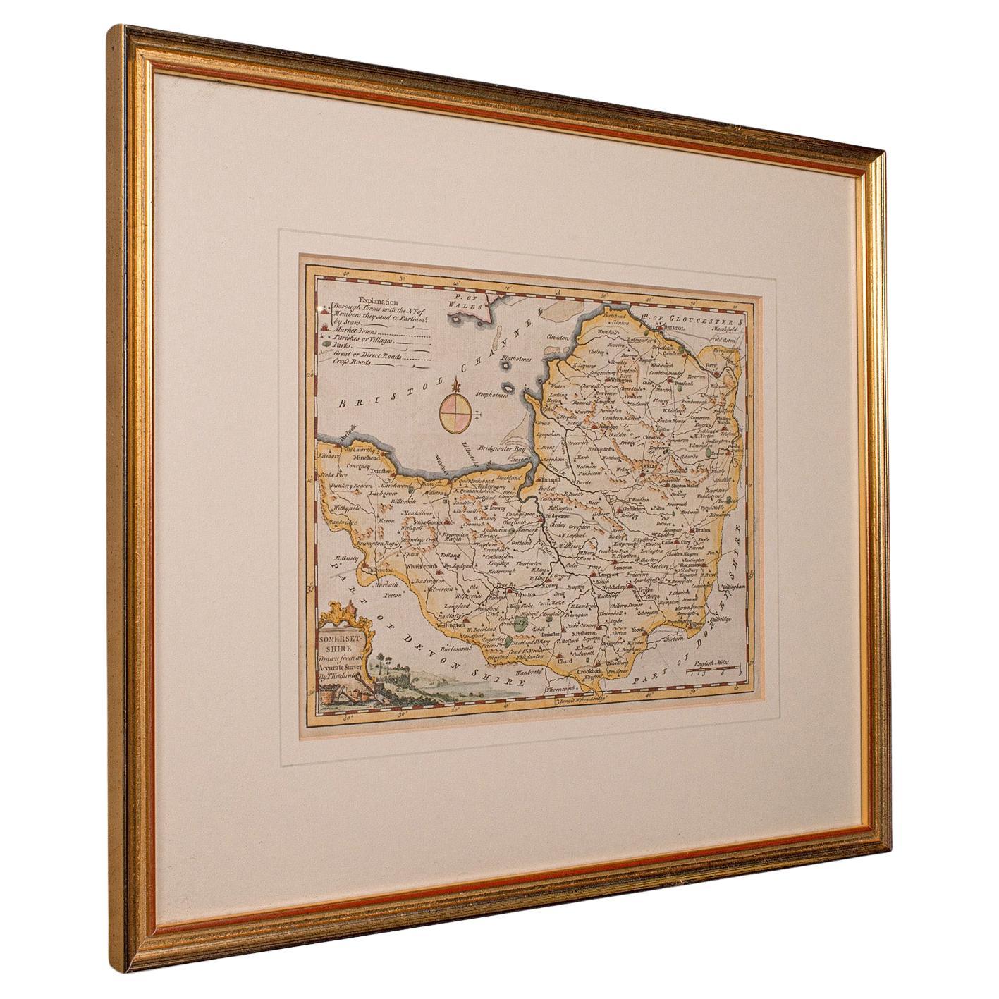 Antique Somerset Map, Thomas Kitchin, English, Cartographic Reference, Georgian