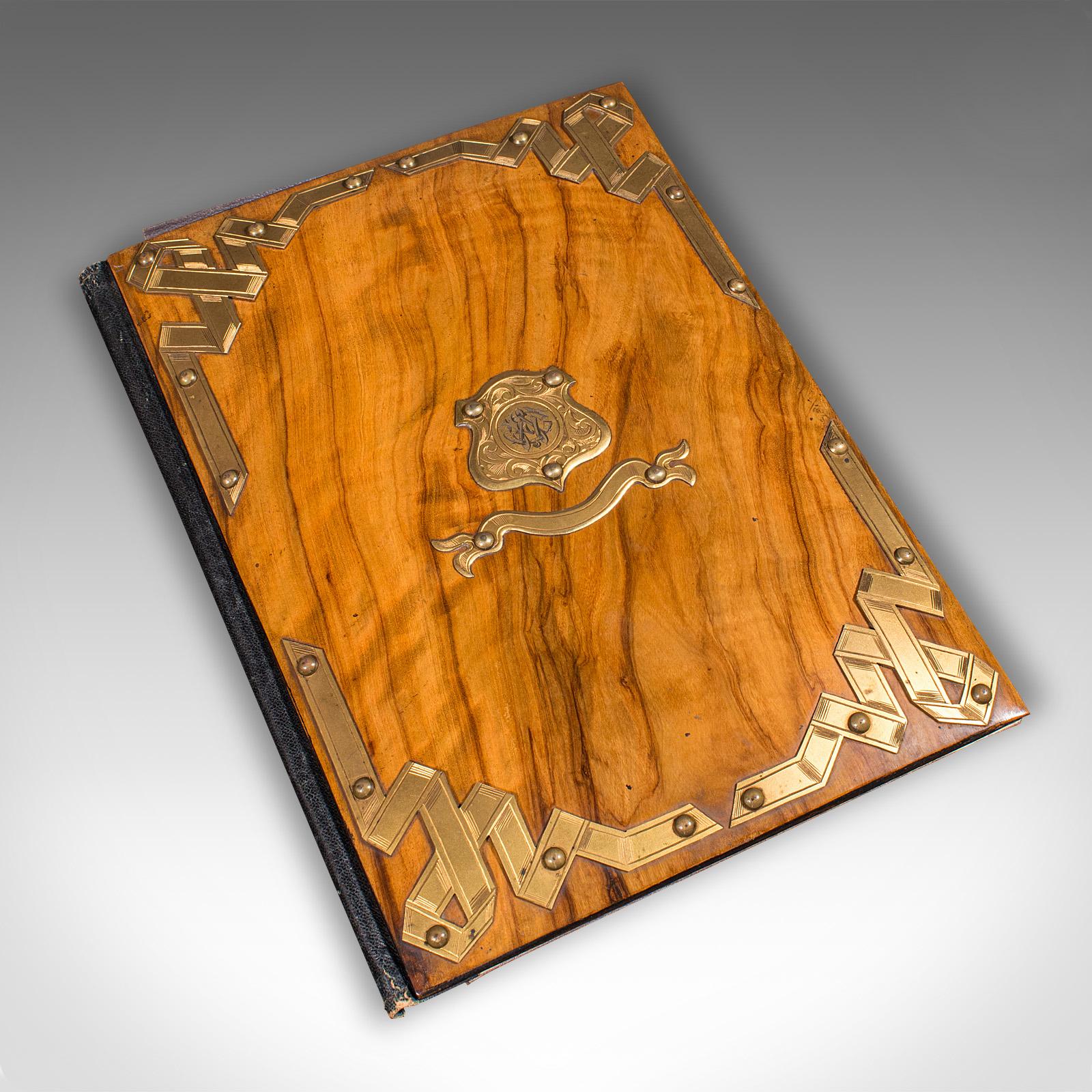 20th Century Antique Sommelier's Wine List Folio, French, Walnut, Document Sleeve, Victorian For Sale