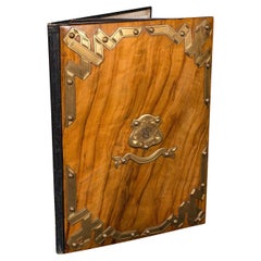 Folio de carte des vins de sommelier, français, noyer, porte-documents, antiquité, victorien