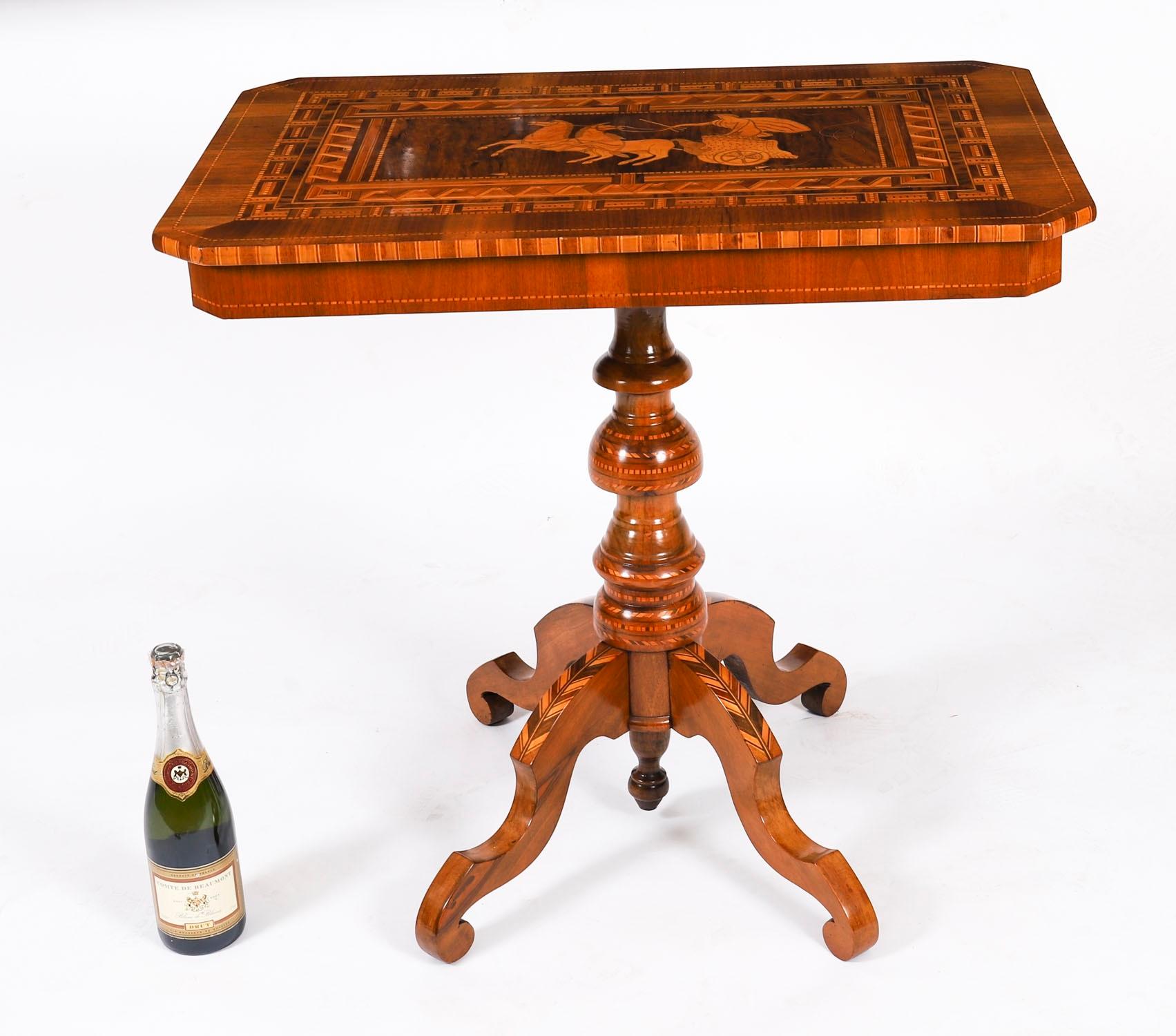 Ancienne table d'appoint en marqueterie et parqueterie italienne de Sorrento 19ème siècle en vente 8