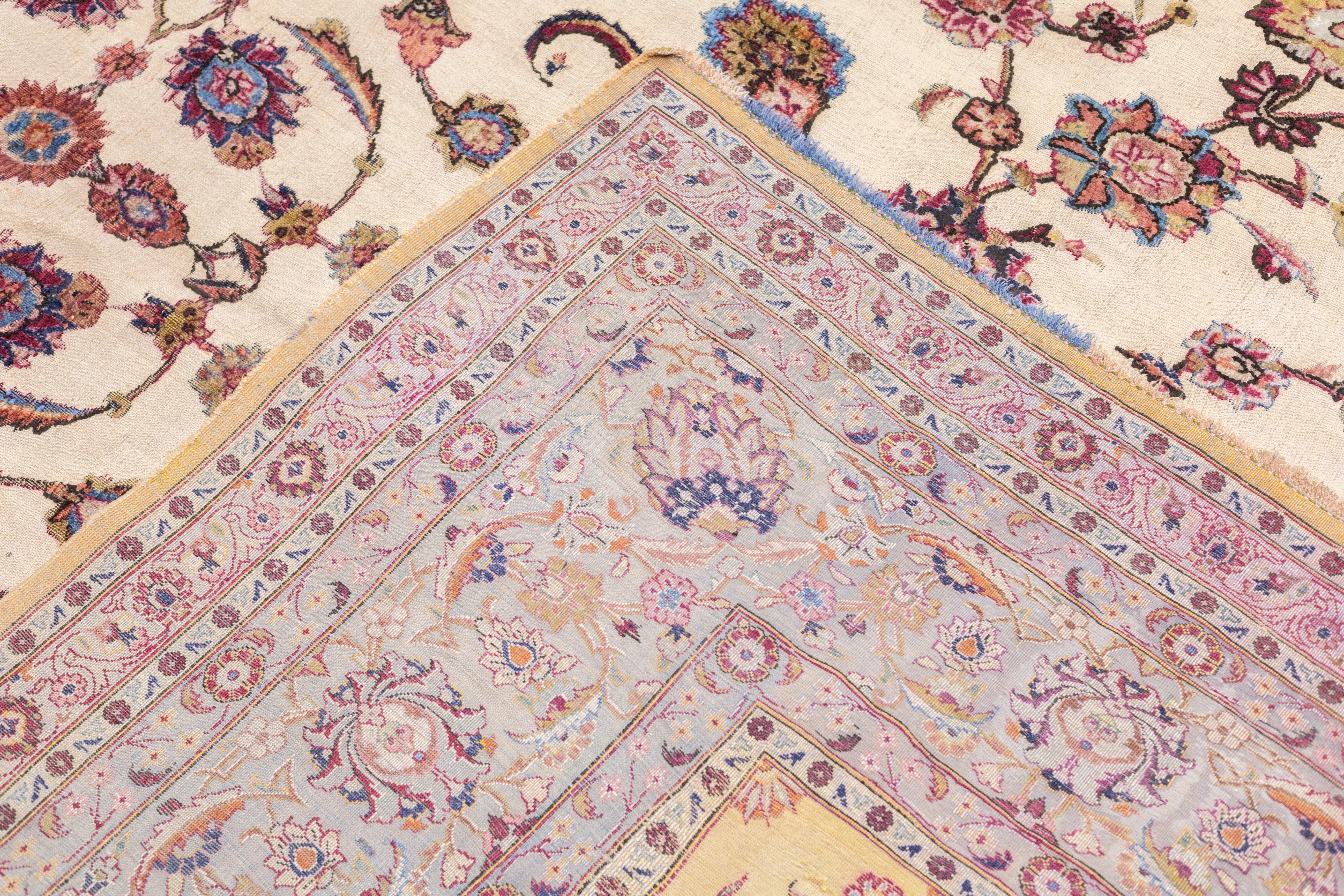 19th Century Antique Souf Kashan Rug 8' x 11'8'' For Sale