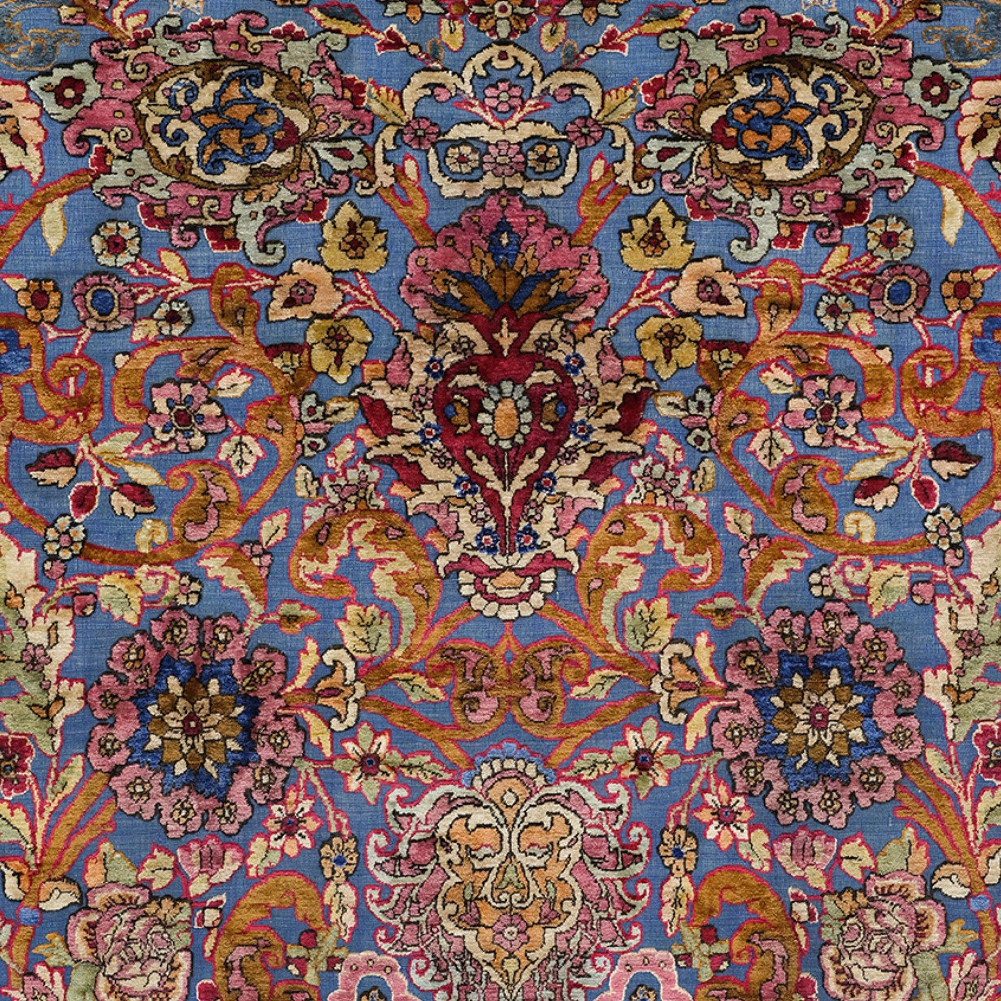 Persiano Tappeto antico in seta Souf Keshan in vendita