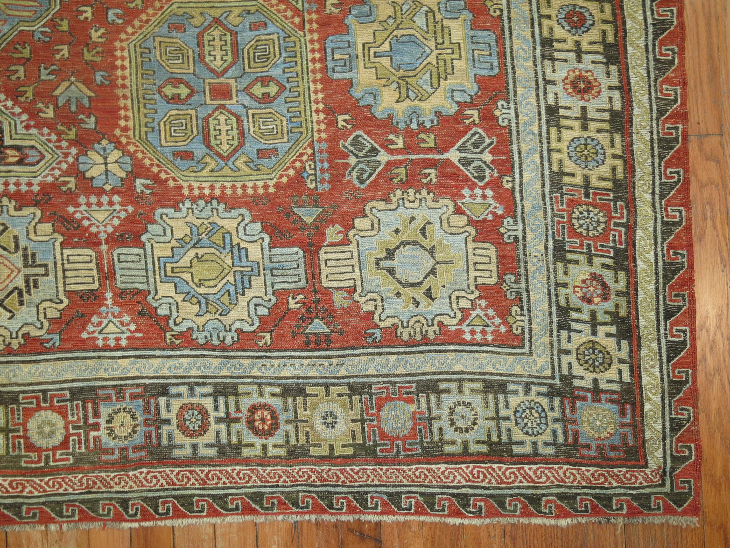 Antiker Soumac Flachgewebe-Teppich in Galeriengröße, antik im Zustand „Gut“ im Angebot in New York, NY