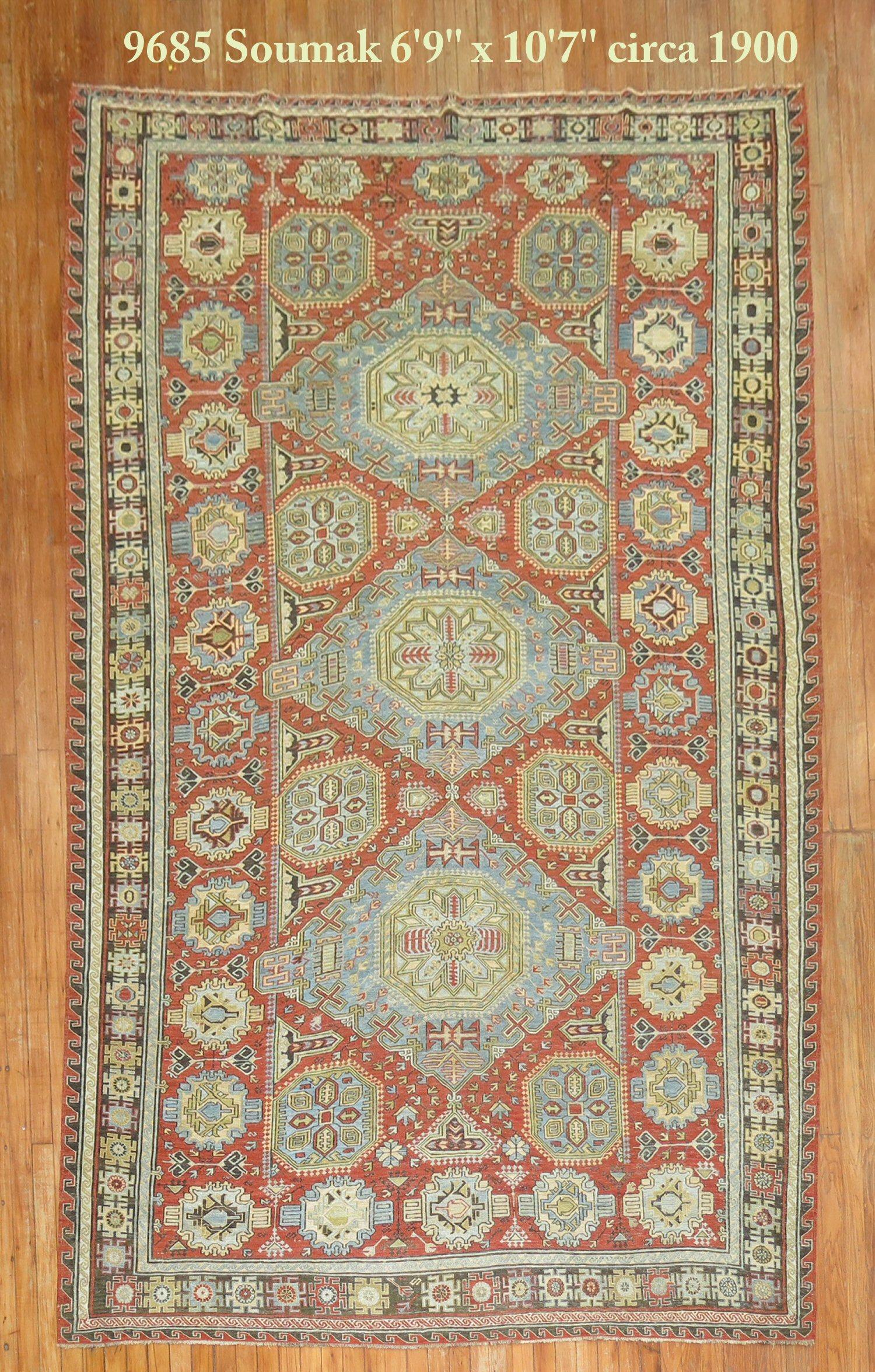 Antiker Soumac Flachgewebe-Teppich in Galeriengröße, antik (Wolle) im Angebot